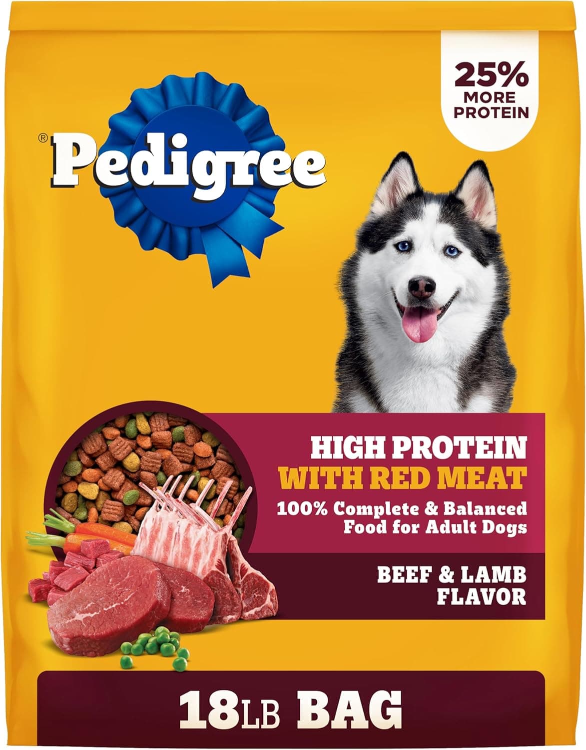 Pedigree High Protein Adult Dry Dog Food, Beef and Lamb Flavor, 18 lb. Bag Beef and Lamb 18 Pound (Pack of 1) - Image 2