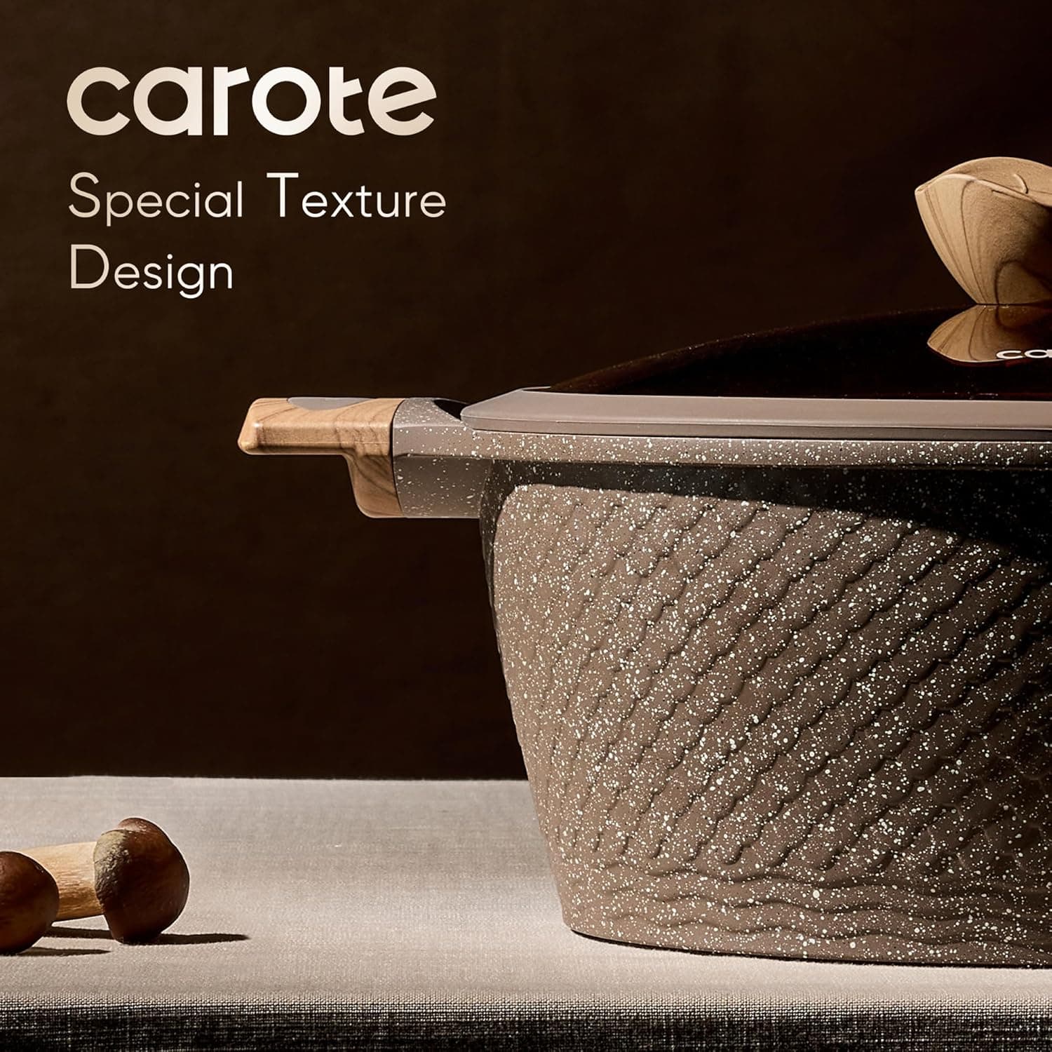 CAROTE 26PCS Pots and Pans Set Non Stick, Cookware Set Pots and Pans Induction Cook Ware, Nonstick Kitchen Cooking, PFOA Free Brown 26 Piece - Image 5