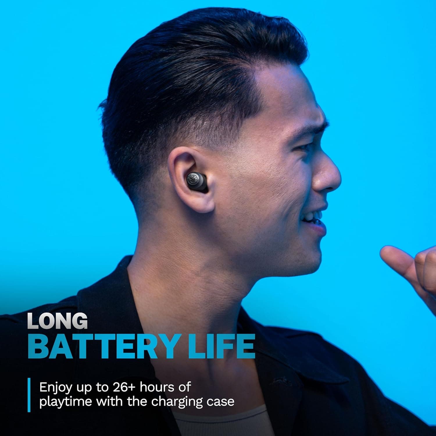 JLab Go Air Pop+ True Wireless Earbuds, in Ear Headphones, Bluetooth Earphones, 35H Playtime Ear Buds, Bluetooth Earbuds with Microphone, USB-C Charging Case, Dual Connect, EQ3 Sound, Black Pop+ Black - Image 5