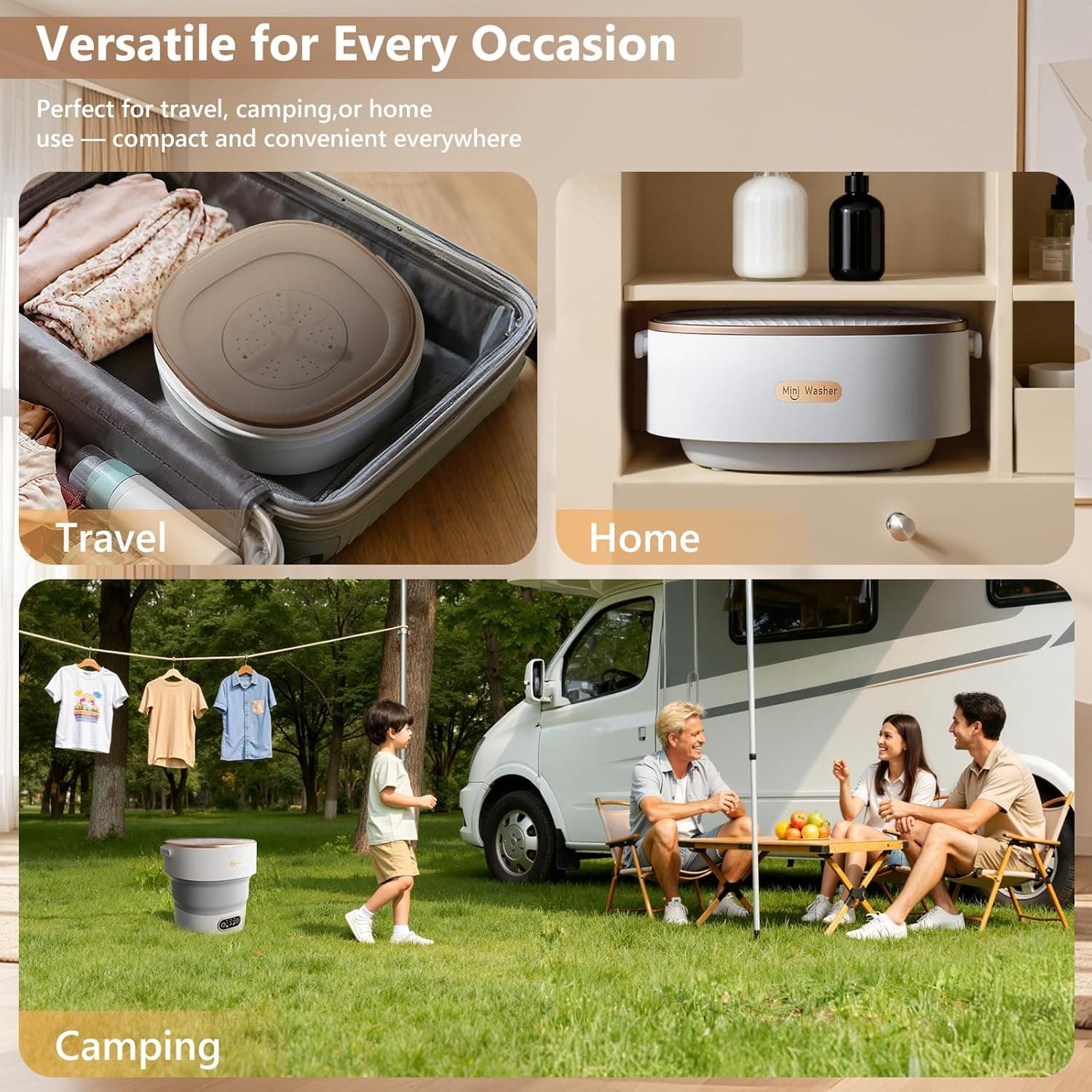 YMXA Mini Machine à Laver 16L — Machine à Laver Portable Pliable et Essoreuse pour Vêtements de Bébé, Sous-vêtements, Chaussettes ; Idéale pour T - Image 4