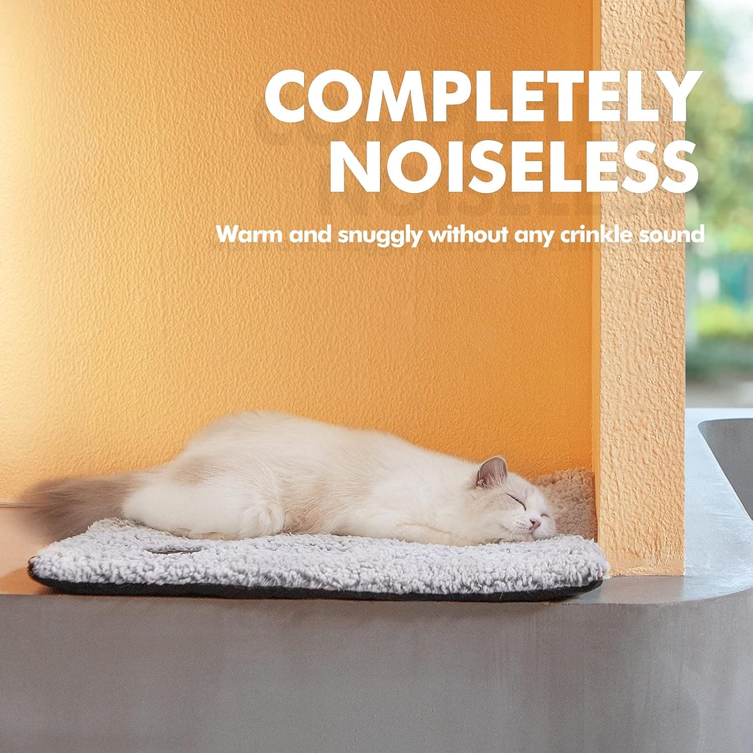 Self Warming Cat Bed Self Heating Cat Dog Mat 24 x 18 inch Extra Warm Thermal Pet Pad for Indoor Outdoor Pets with Removable Cover Non-Slip Bottom Washable Non Electric 24.0"L x 18.0"W x 1.0"Th A-Light Gray - Image 3