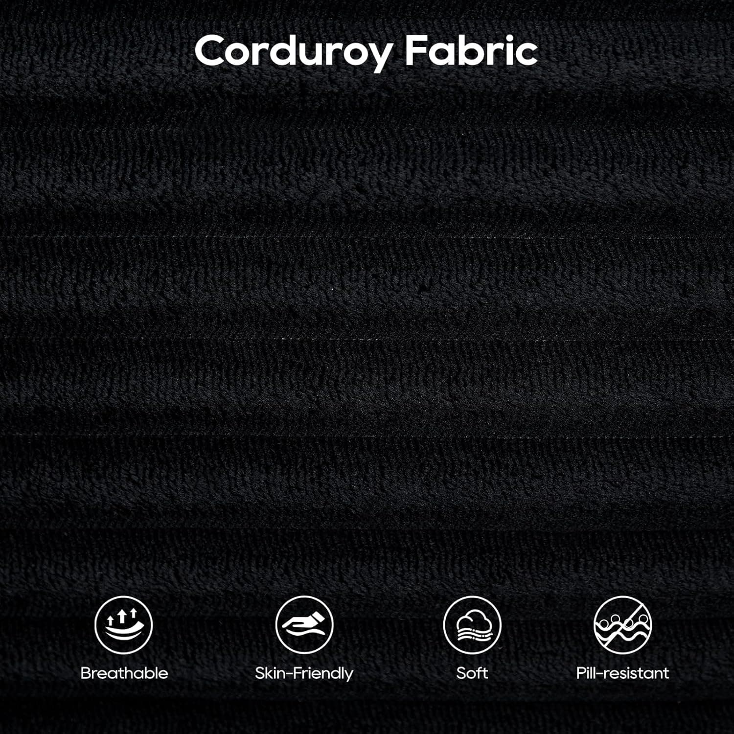 GNIXUU Corduroy Cloud Loveseat Sofa, 2 in 1 Convertible Black Boneless Sleeper Sofa with Fixed-Shape Frame, Comfy Folding Love Seat Couches for Living Room, Apartment, Small Spaces - Image 8