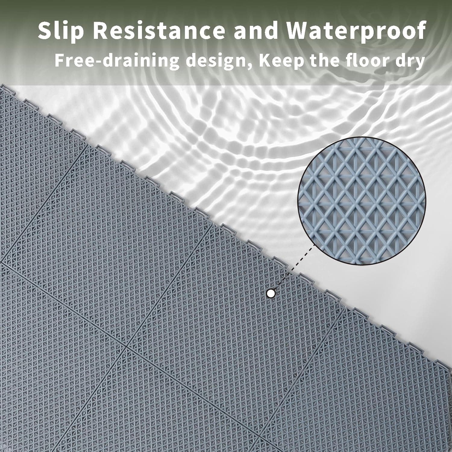 Fast-Drying Outdoor Decking for Garden, Kennel, Storage Shed, Basement, Garage, Patio, Bathroom, 10 PCS 12''x12''x0.59'' Heavy-Duty Interlocking Decking Tiles, Maximum Bearing Capacity up to 6613 LBs 12''x12''x0.59'' 10 pcs Grey - Image 4