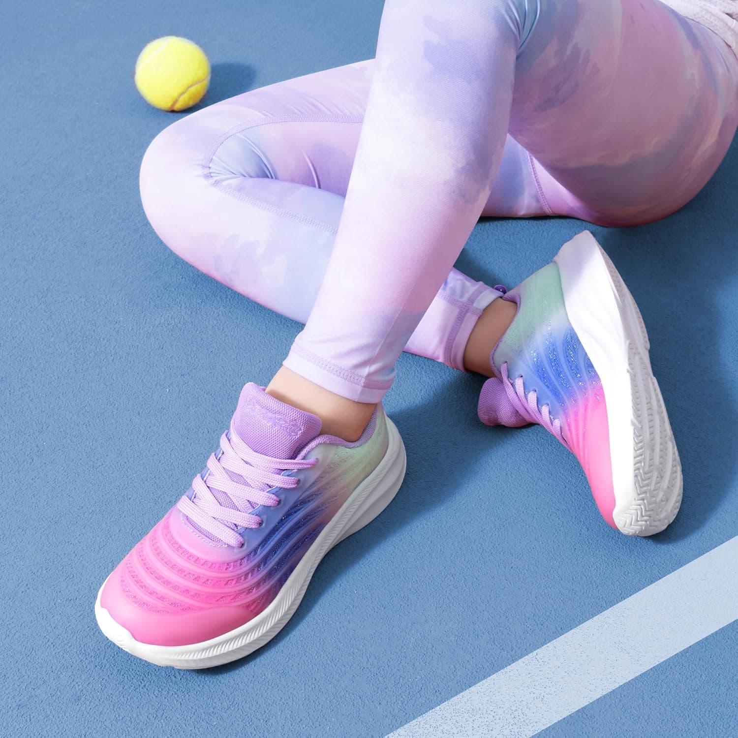 DREAM PAIRS Girls Boys Shoes Kids Lace up Tennis Sparkle Glitter Athletic Running Sneakers 12 Little Kid Pink/Blue/Light Green - Image 6