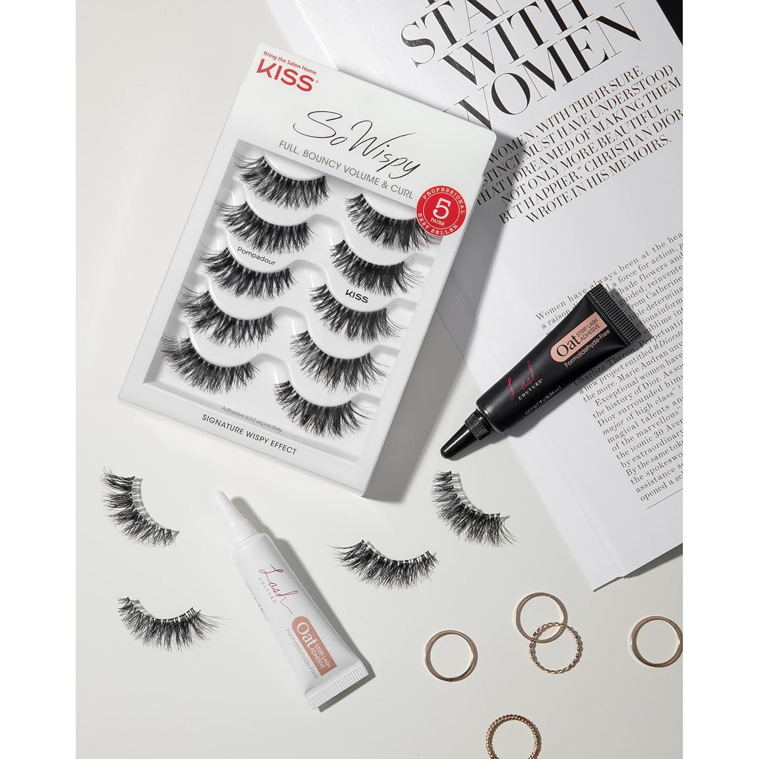 KISS So Wispy, False Eyelashes, 'Pompadour', 16mm, Includes 5 Pairs Of Lashes, Easy to Apply, Reusable Lash Clusters Medium Volume - Multi Pack - Image 6