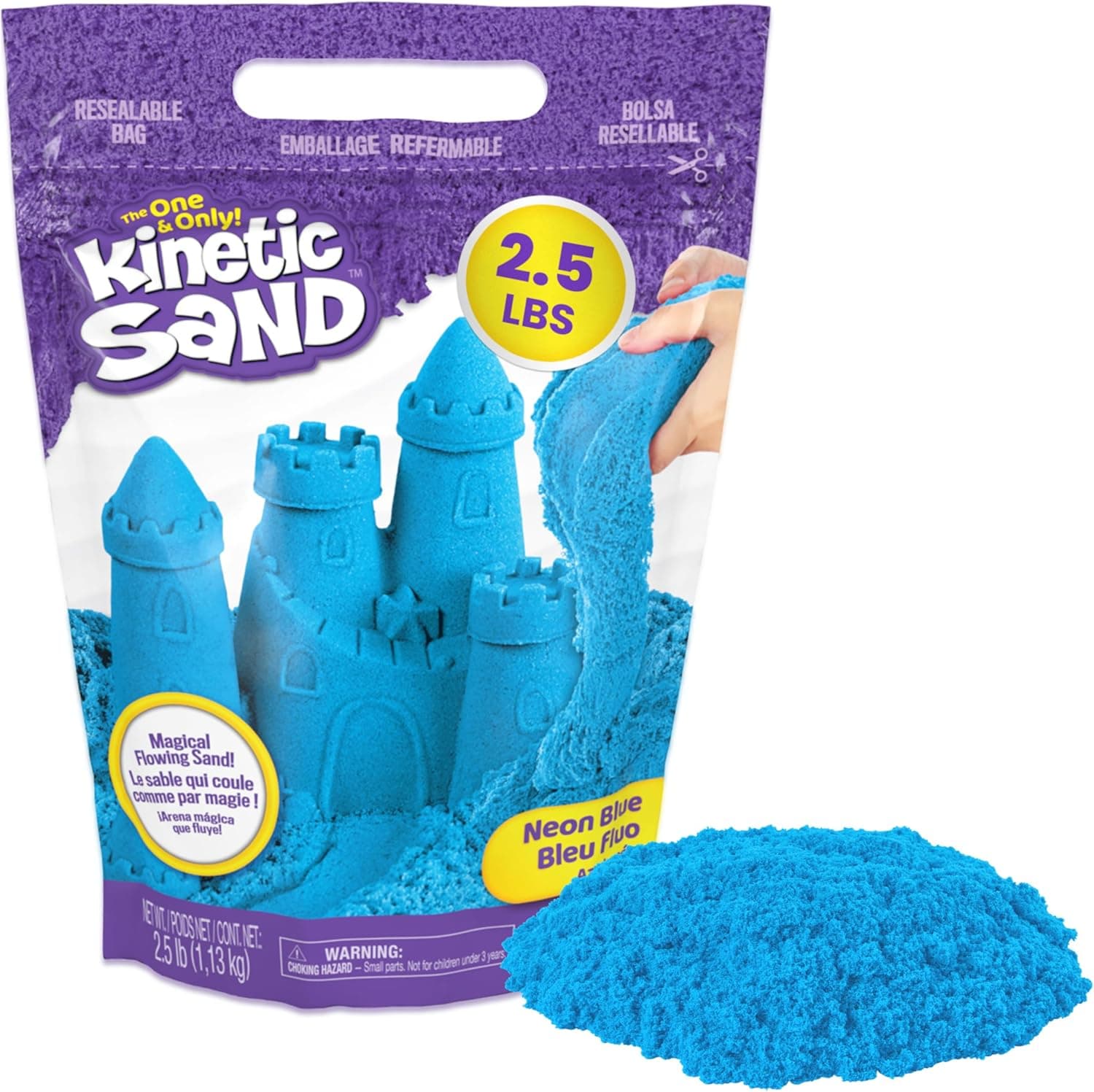 Kinetic Sand, 2.5lbs Cát Chơi Màu Xanh, Độc Quyền Amazon, Túi Có Thể Đóng Lại (Bao Bì Có Thể Khác Nhau), Đồ Chơi Cảm Giác, Quà Lễ & Quà Tặng Trong Tất Cho Trẻ Em Từ 3 Tuổi Trở Lên Mới 2.5lb Màu Xanh - Image 2