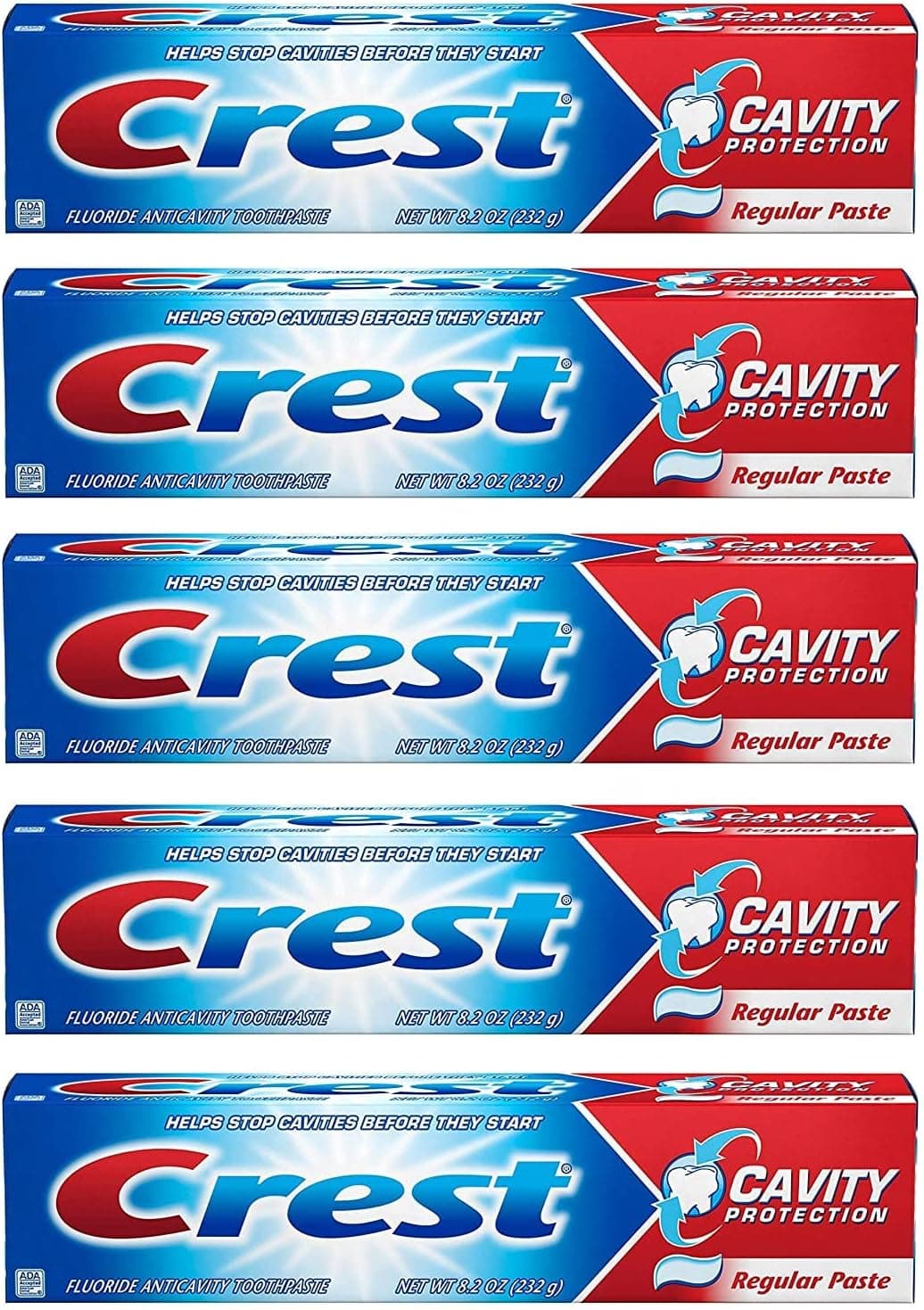 Crest Fluoride Anticavity Toothpaste, Prevents Cavities Before They Start, Regular Paste, 8.2 Ounce (Pack of 5) Mint 8.2 Ounce (Pack of 5) - Image 2