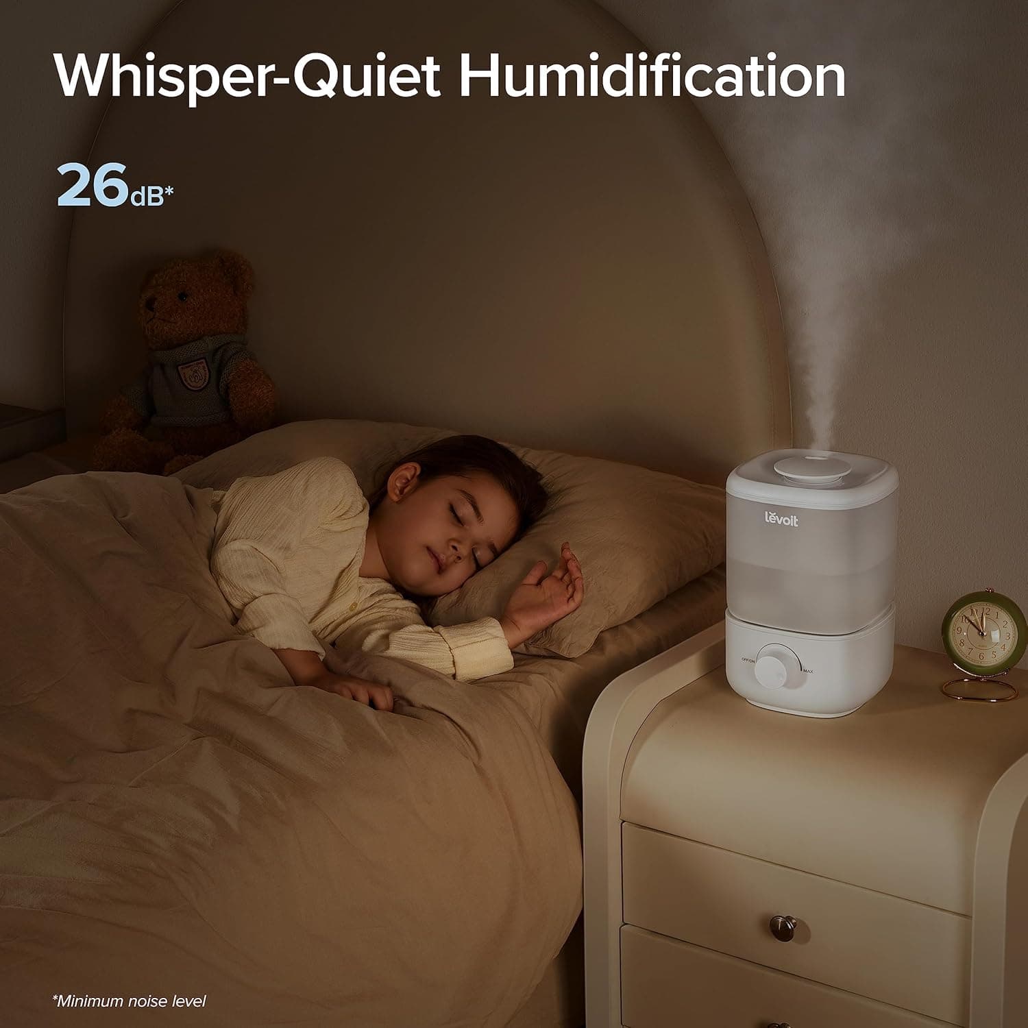 LEVOIT Top Fill Humidifiers for Bedroom, 2.5L Tank for Large Room, Easy to Fill & Clean, 28dB Quiet Cool Mist Air Humidifier for Home Baby Nursery & Plants, Auto Shut-off and BPA-Free for Safety, 25H White 2.5L Humidifier - Image 7