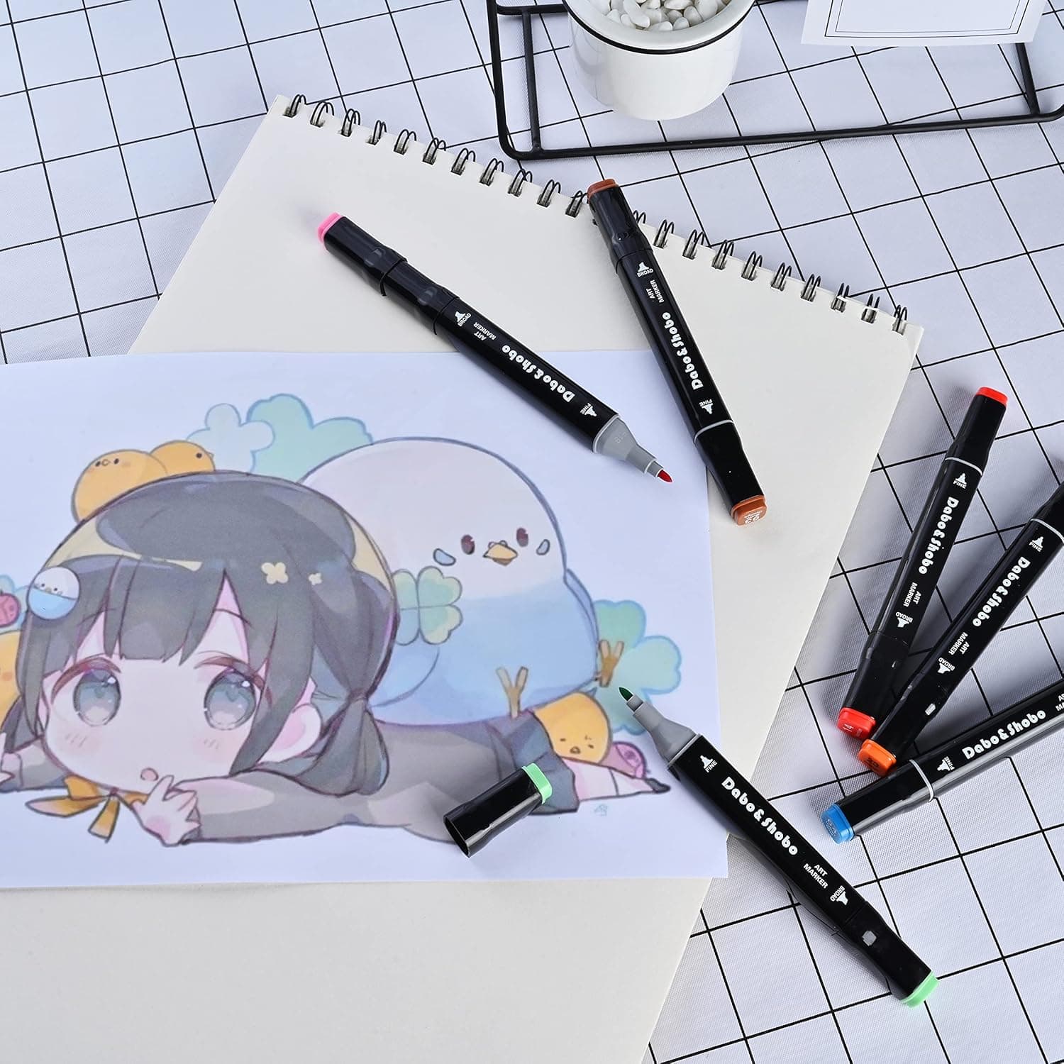 Dabo&Shobo 60 Color Alcohol Marker Pens, Bright Permanent Markers For Coloring, Markers For Adults Coloring Book, Wide Chisel And Fine Tip, Dual Tip Design Equipped with Black Suitcase - Image 7