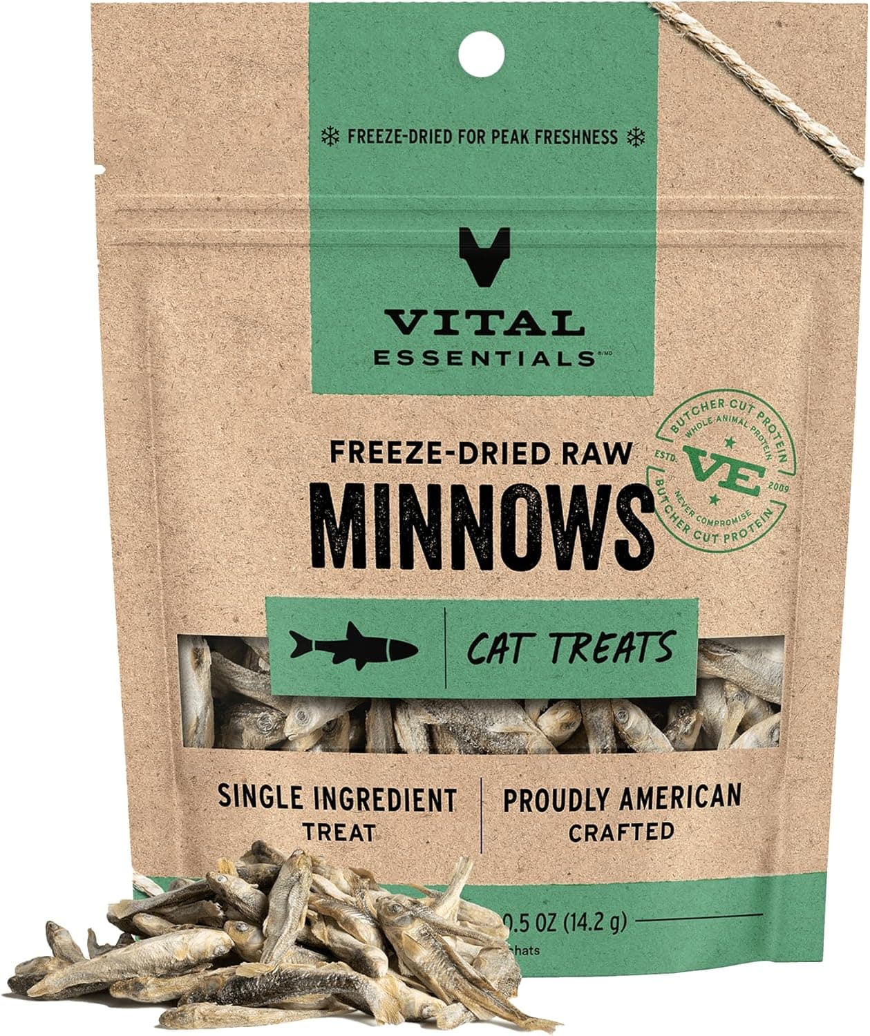 Vital Essentials Minnows Cat Treats, 0.5 oz | Freeze-Dried Raw | Single Ingredient | Grain Free, Gluten Free, Filler Free Minnows 0.5 Ounce (Pack of 1) - Image 2