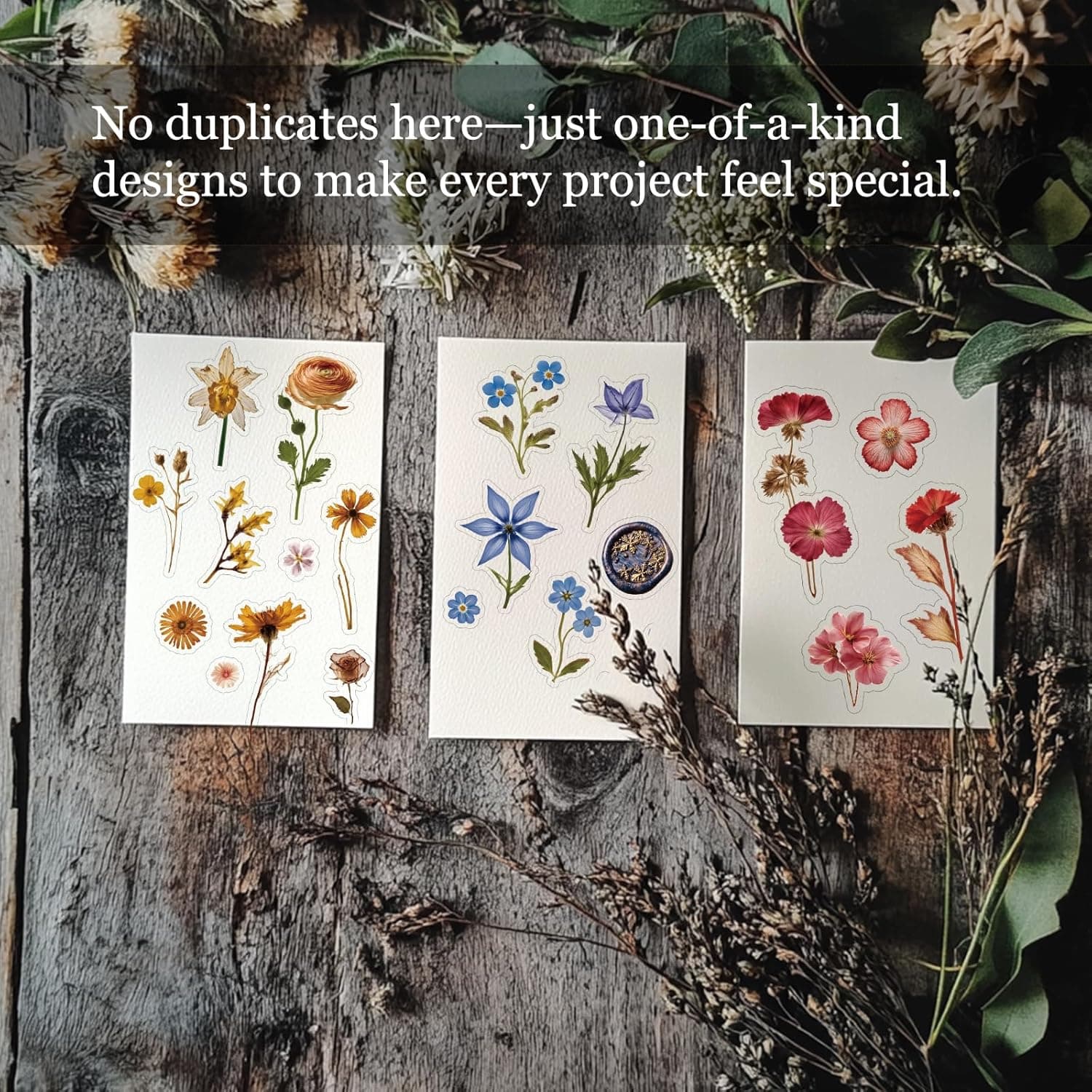 450 Pcs Flower Stickers for Scrapbook Supplies, Dried Pressed Flowers Scrapbook, Natural Flower Stickers for Scrapbooking, Planner, Junk Journal, Bullet Journal - Image 7