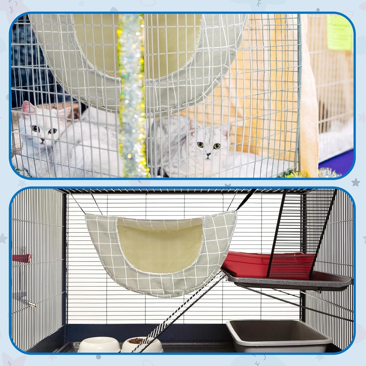 Jetec 2 Pieces Cat Cage Hammock Indoor Hanging Pet Bed Double Layer Hanging Cat Bed Bag Soft Kitten Hammock for Comfortable Two Level Cage Accessories for Spring, Summer, Winter, 2 Styles - Image 4