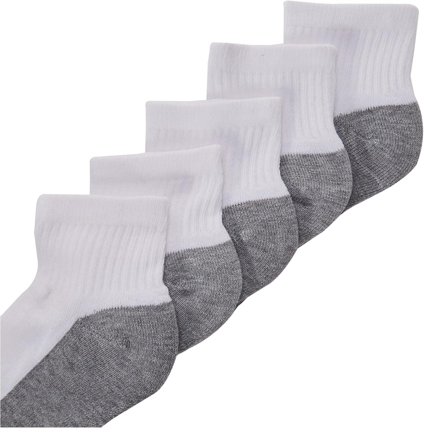 Hanes boys Socks, Double Tough Cushioned Ankle and No Show, 12-pair Packs Medium Ankle - White/Grey Bottom - 12 Pack 12 - Image 4
