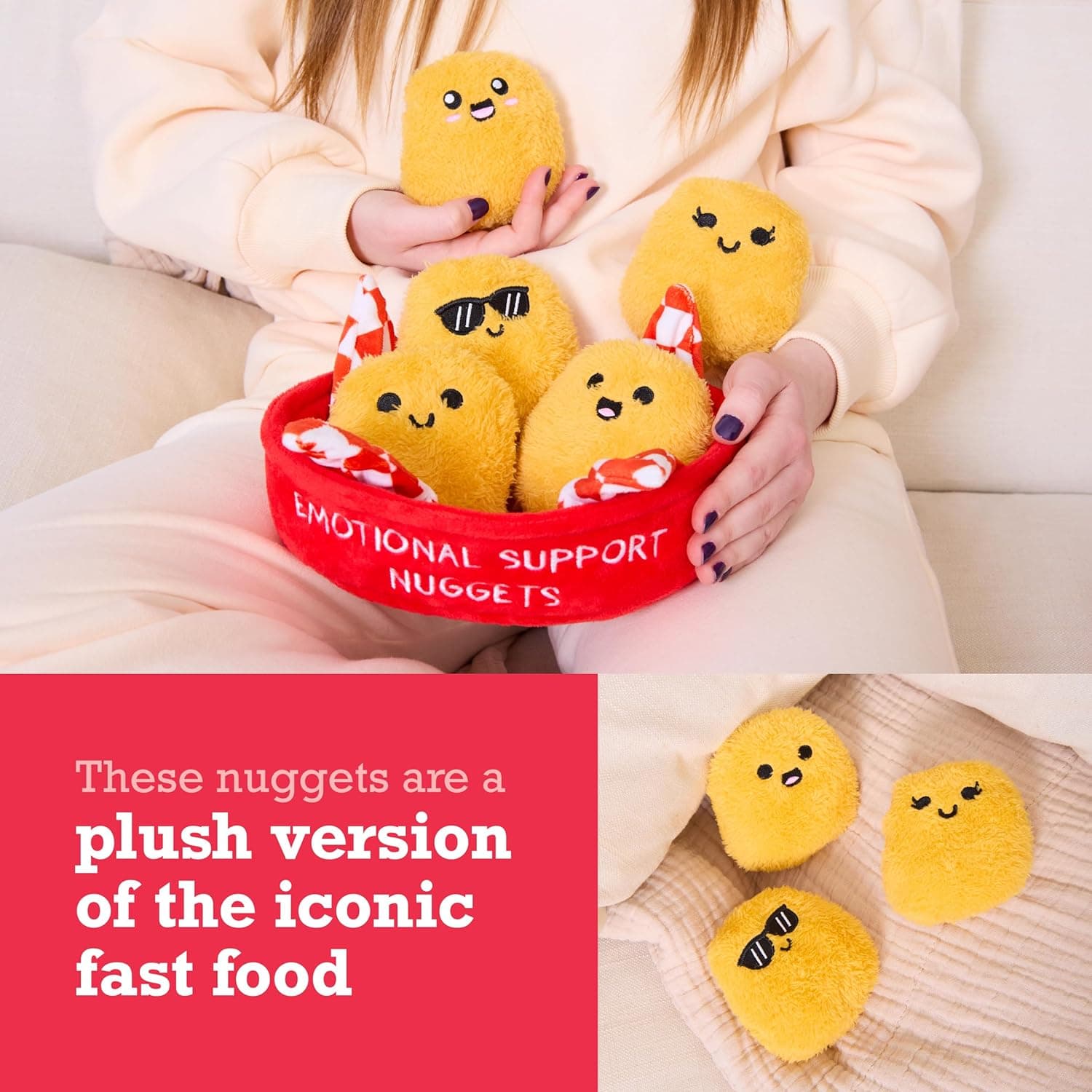 ¿QUÉ HACES, MEME? Nuggets de Apoyo Emocional de Relatable – Regalos para el Día de San Valentín, Set de Peluches Lindos para San Valentín, Animales de Peluche Squishy con Canasta, Incluye 5 Peluches - Image 4