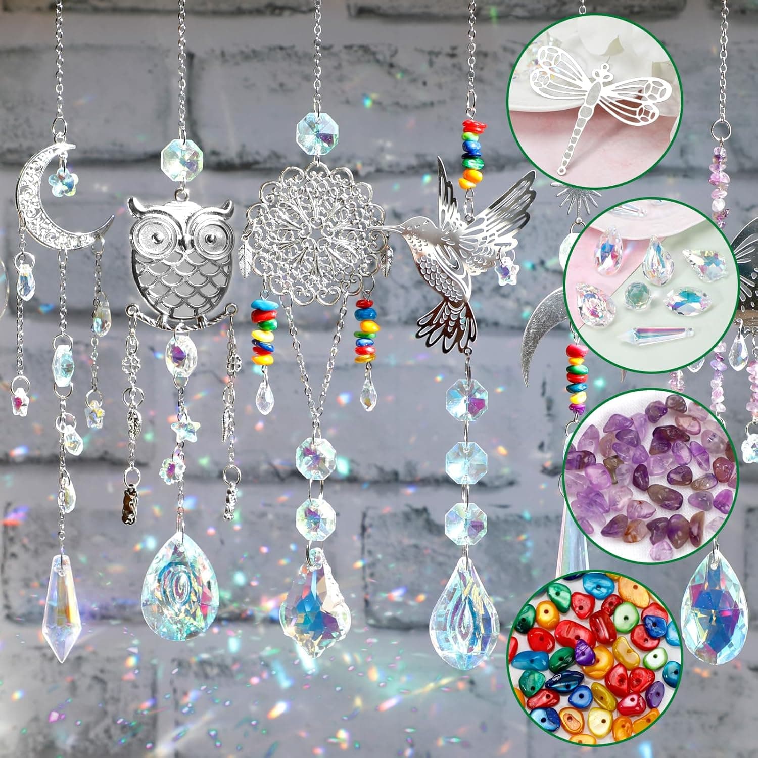 Worgree DIY Suncatcher Kit 460pcs Sun Catchers Making Supplies Art and Crafts for Adults Hanging Prism Sun Catcher with Crystals Ball Indoor Window Home Wedding Garden Festival Decor Gifts - Image 3