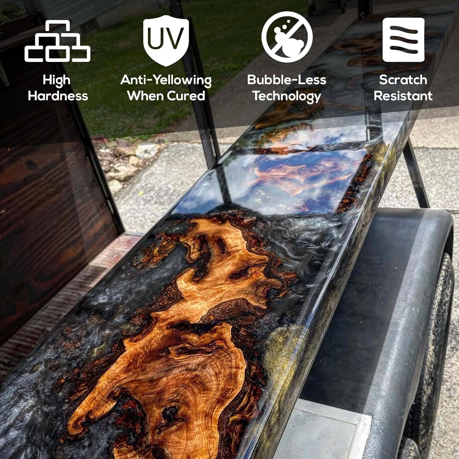 Table Top Epoxy Resin Superclear 2 Gallon | 256 oz Kit, Anti-Yellow Highest UV Impact Resistance, Food Safe Epoxy, Crystal Clear Gloss, Bubble Free, Bar & Surface Coat, Tumblers, Wood, DIY - Image 4