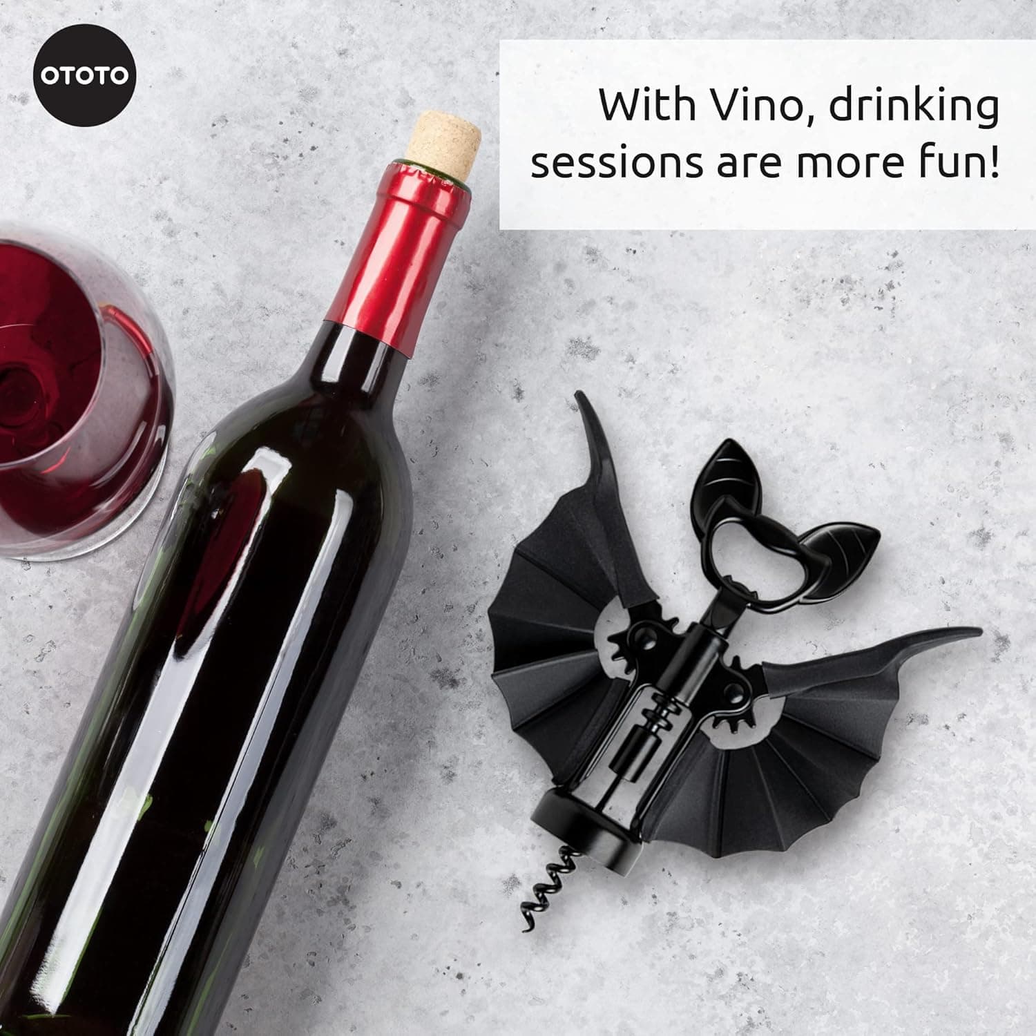 OTOTO Vino Spooky Bat 2-in-1 Wine & Beer Opener, Corkscrew & Bottle Opener - Goth Wine Accessories & Gifts for Wine Lovers - Image 8