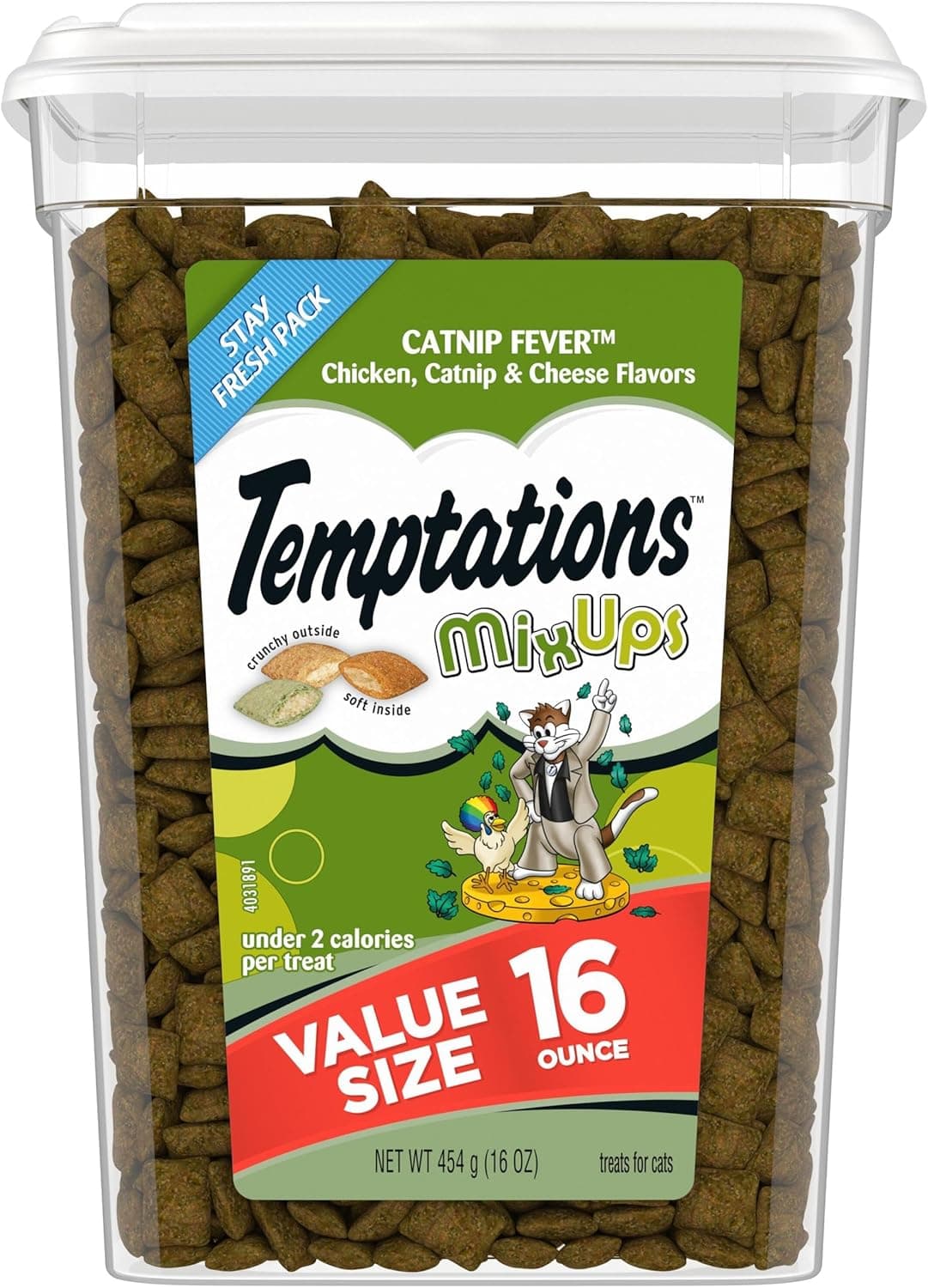 Temptations MixUps Catnip Fever Flavor Crunchy and Soft Cat Treats, 16 oz. Tub 1 Pound (Pack of 1) - Image 2