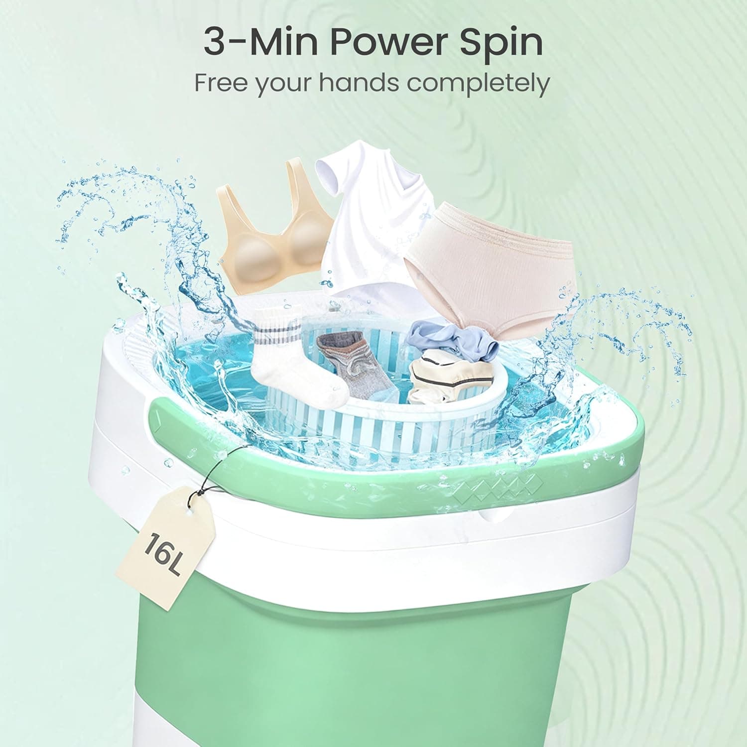 Portable Washing Machine - 16L Mini Foldable Washer with Spin Basket, 3 Cleaning Modes & Deep Cleaning for Small Clothes, Col - Image 8