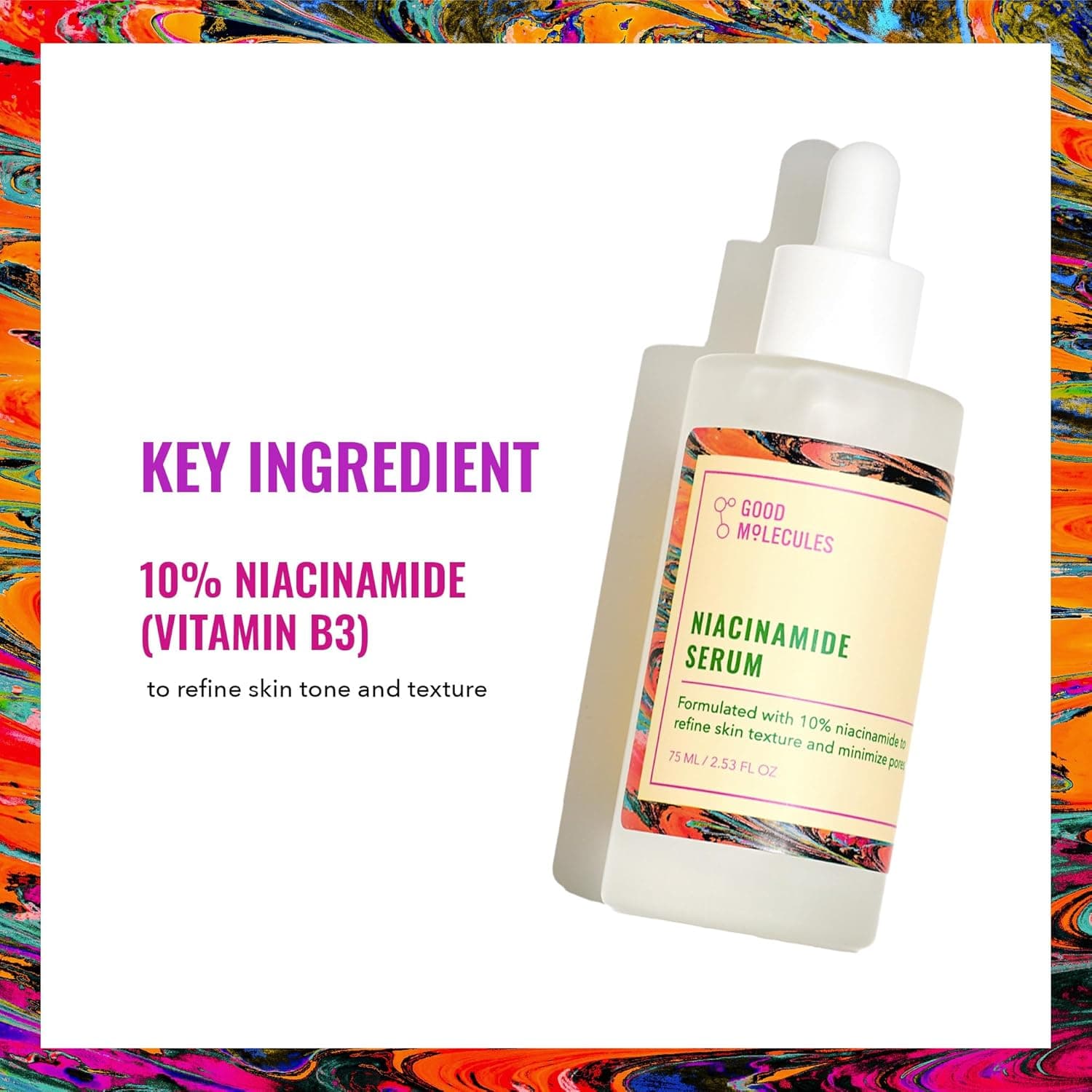 Good Molecules Niacinamide Serum - 10% Niacinamide to Target Acne, Nourishment, and Skin Tone - Ultra Hydrating Serum and Brightening Skin Care for Face 2.53 Fl Oz (Pack of 1) - Image 4
