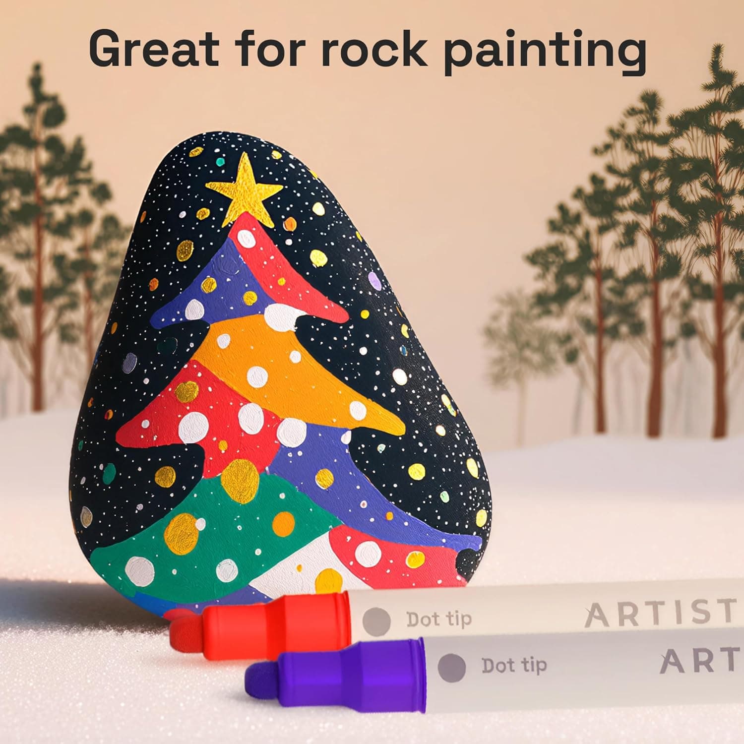 ARTISTRO 24 Acrylic Paint Markers for Rock, Fabric, Wood, Glass, Craft, Decoration - Dual-Tip Paint Pens - Stocking Stuffers, Christmas Gift Idea for Teens, Grandkids, Kids - Art Supplies 24 Multicolor - Image 9