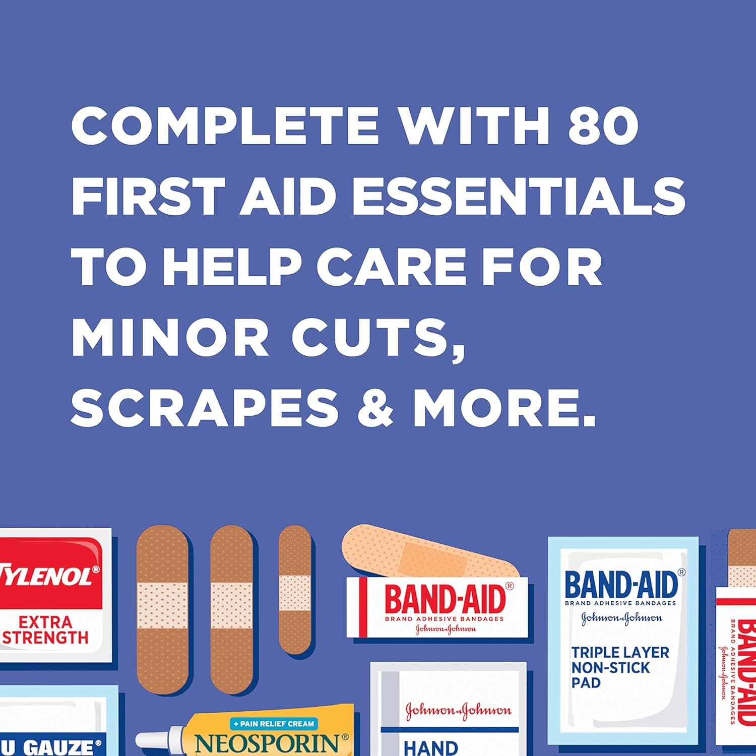 BAND-AID Brand Travel Ready Portable Emergency First Aid Kit for Minor Wound Care, Perfect for Home, Car, Travel, Camping Essentials & Outdoor Emergency Kit, 80 Pieces 80 Count - Image 6