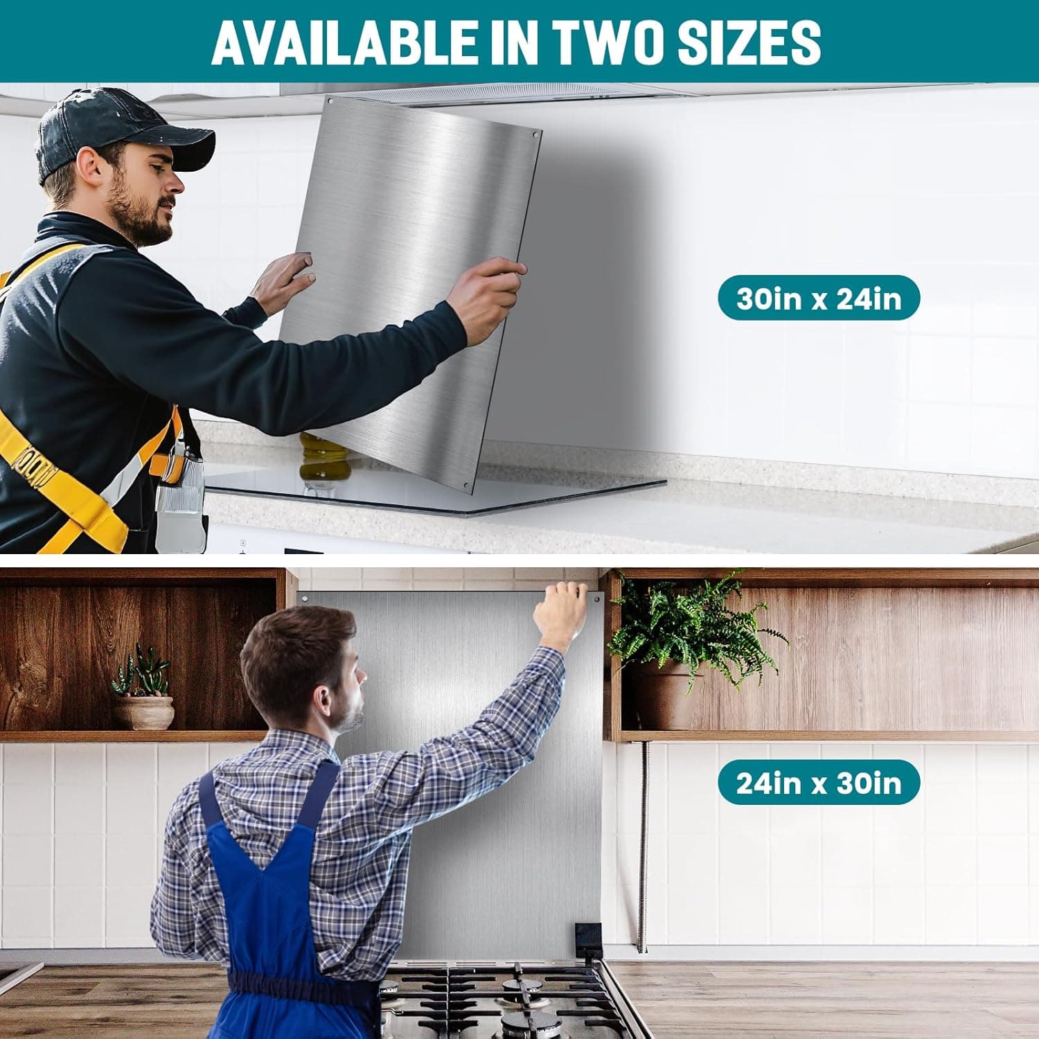 Stainless Steel Backsplash for Stove - Ultra Flat and Flushed Metal Panel Splatter Guard for Kitchen Wall, Stove Backsplash Panel with 4 Pre-Drilled Holes, Easy Install （29.5" x 24" ） Silver 29.5" x 24" - Image 8