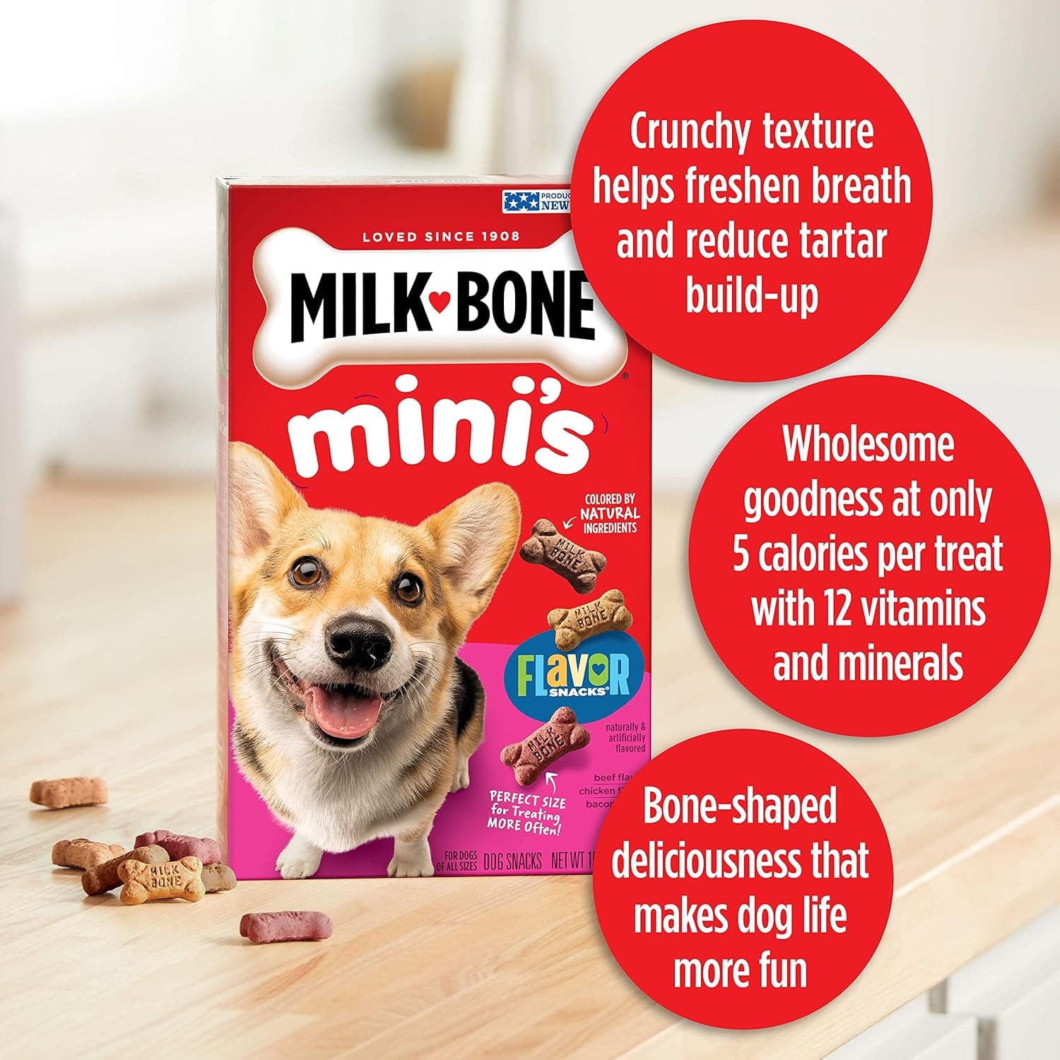 Milk-Bone Mini's Flavor Snacks Dog Treats, 36 Ounce Beef, Chicken & Bacon 2.25 Pound (Pack of 1) - Image 6