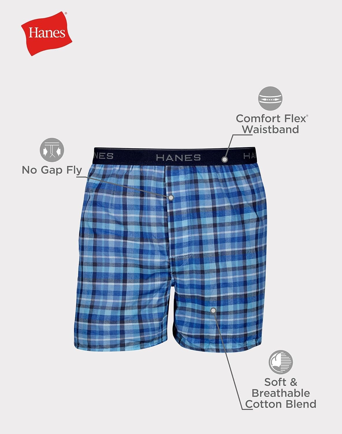 Hanes Men's Underwear Boxers Pack, Cool & Breathable Cotton Underwear, Moisture-Wicking Boxers for Men 6 Assorted - 6 Pack Large - Image 8