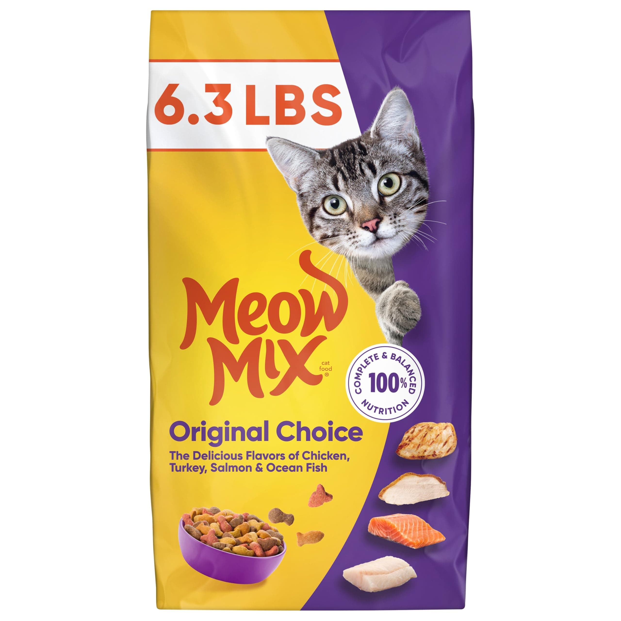Meow Mix Original Choice Dry Cat Food, 6.3 Pound Bag 6.3 Pound (Pack of 1)