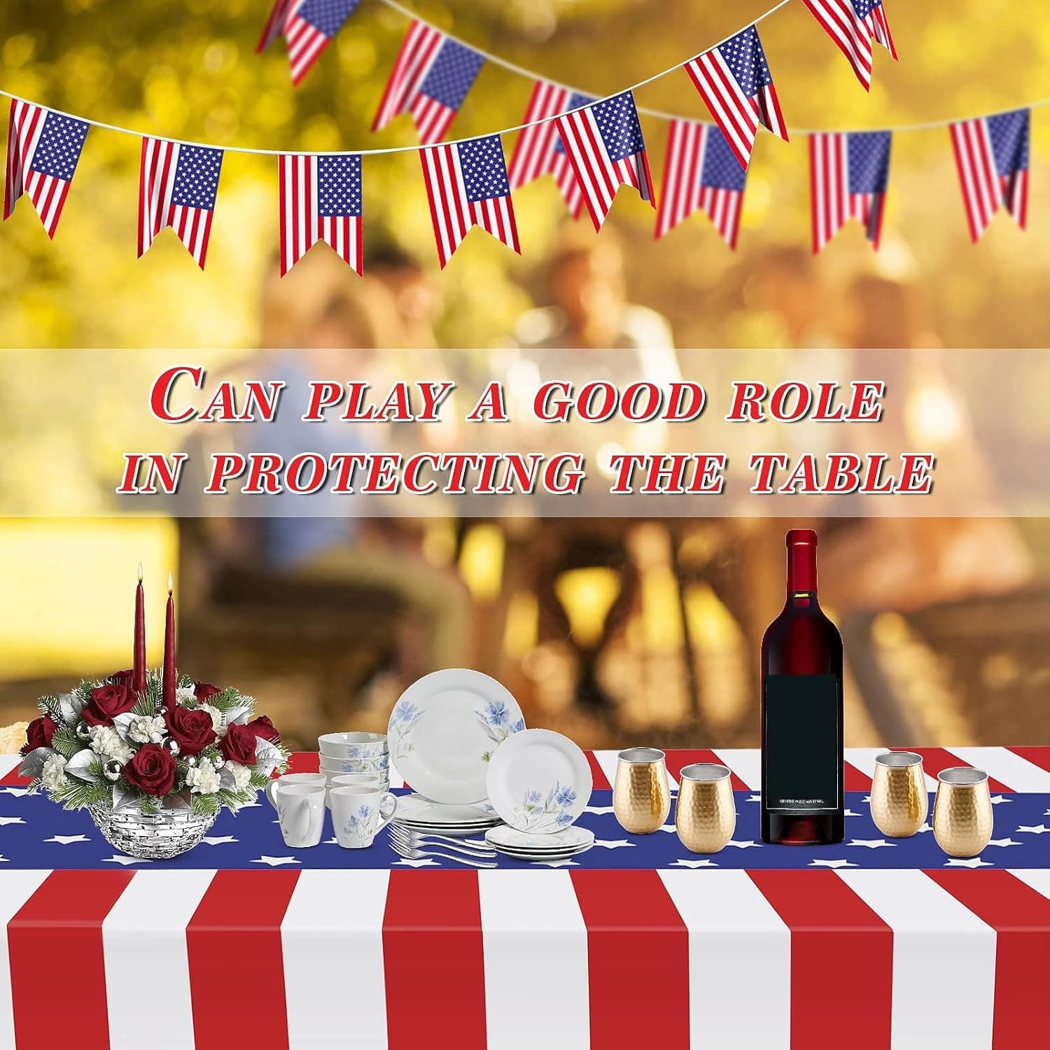 Childom 3 Pack Patriotic Tablecloth,Disposable Plastic Tablecloth 54"x108" Patriotic Decorations,Birthday Party Table Cloth for Kids,Patriotic Themed Party Supplies for Outside,Picnic,Camping,Memorial Patriotic Theme 54" x 108" - Image 7