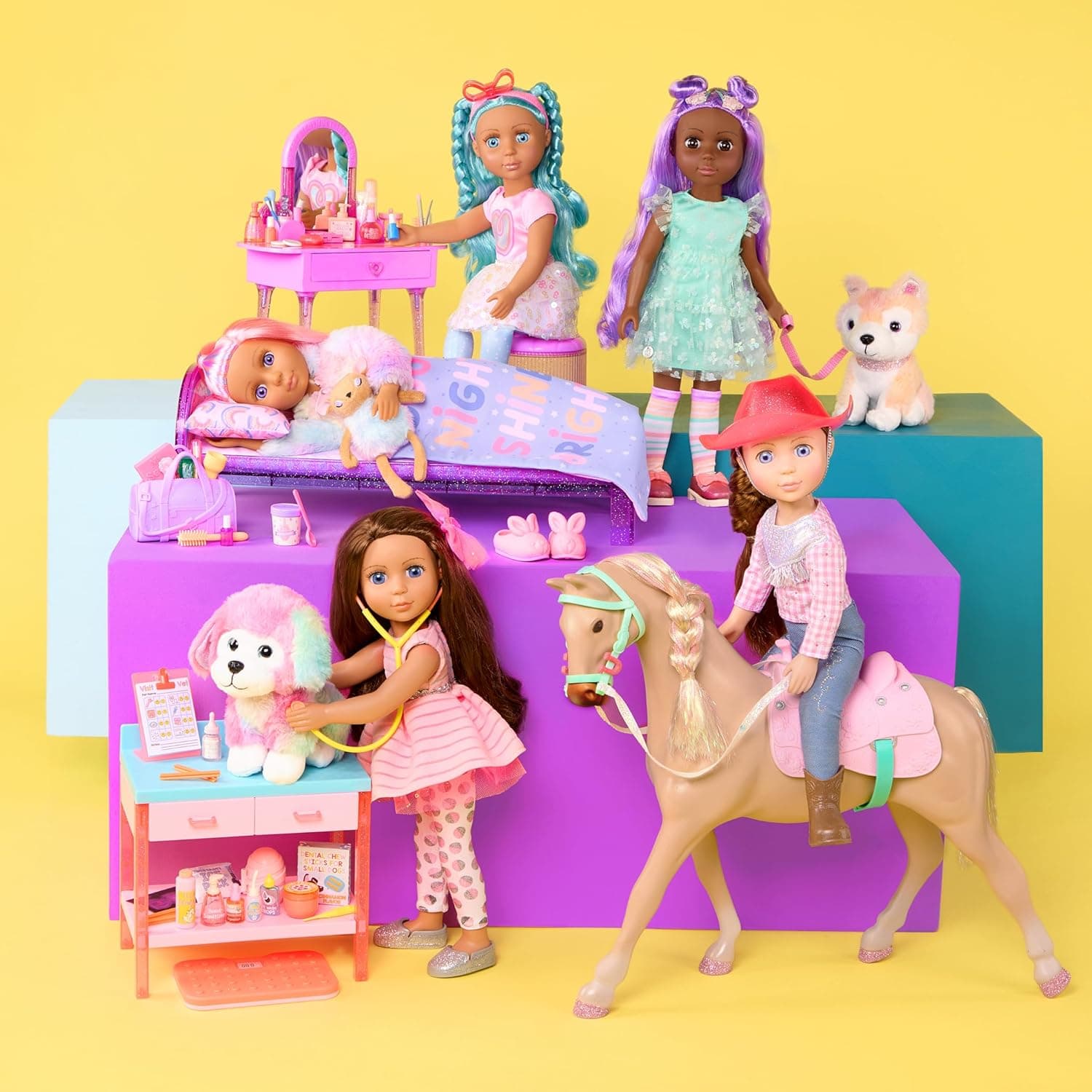 Glitter Girls – 14-Inch Fashion Doll – Brown Hair & Blue Eyes – Pink Dress, Glittery Shoes & Hairbow – Dolls for Girls 3+ Years – Bluebell - Image 8