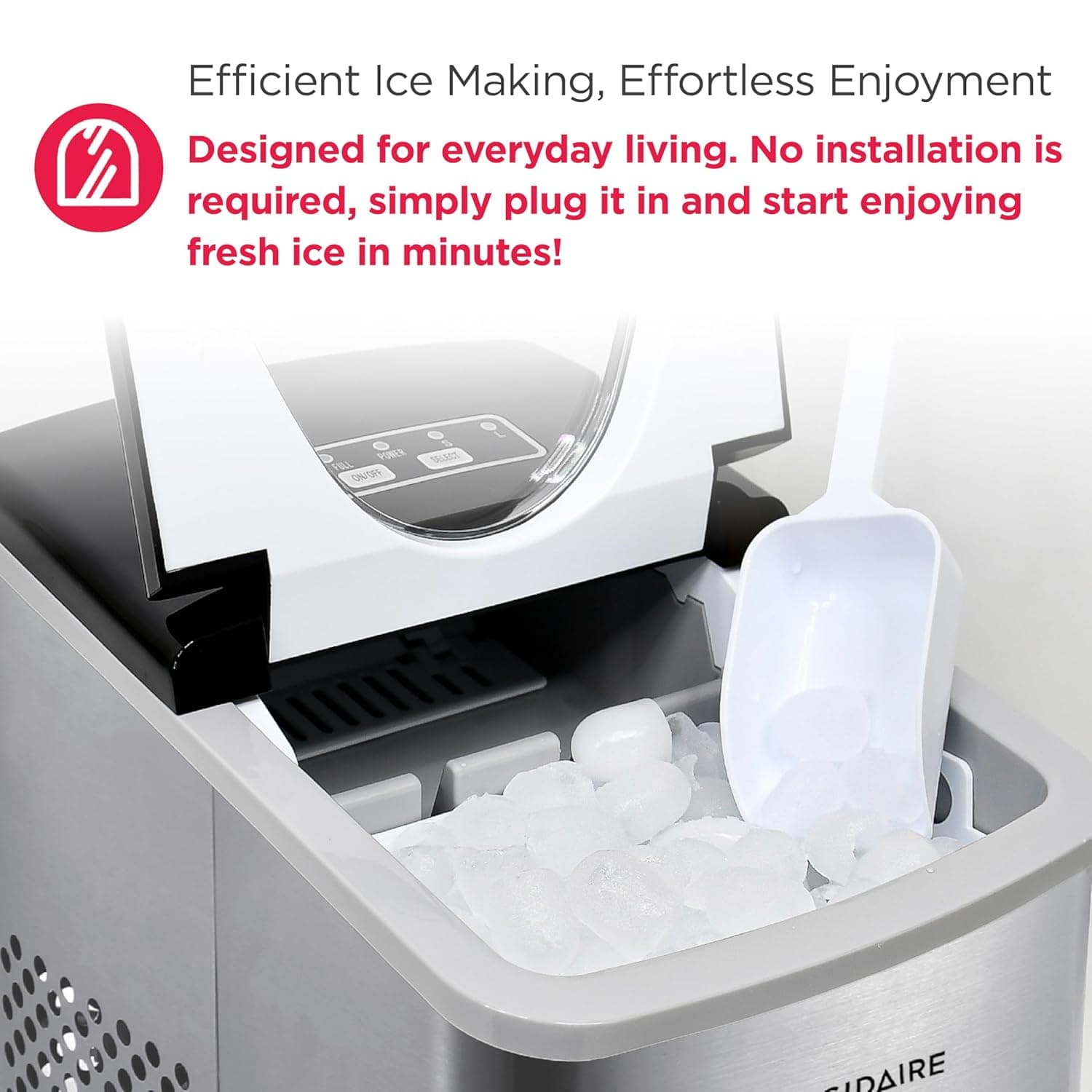 Frigidaire 26 Lbs per Day Portable Compact Maker, Ice Making Machine, Stainless, Medium - Image 7
