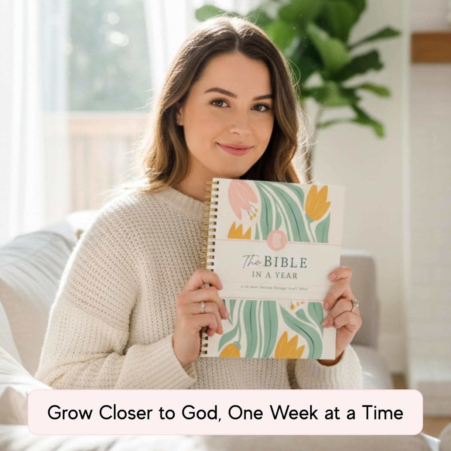 Official Spiral Bible® The Bible in a Year | 52 Week Guided Bible Study & Daily Reading Plan | Spiritual Companion & Journal for Adults & Teens | 8.5" x 11" Notebook Floral - Image 2