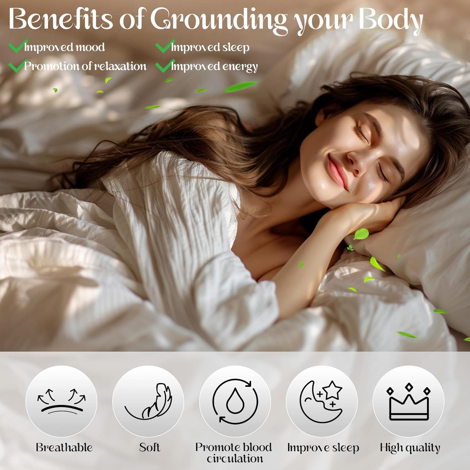 Grounding Mat for Bed, Enjoy The Grounding Effect Indoors, for Better Sleep, Pain and Stress Relief, Grounding Mat Set Comes with Grounding Cord Black King - Image 5