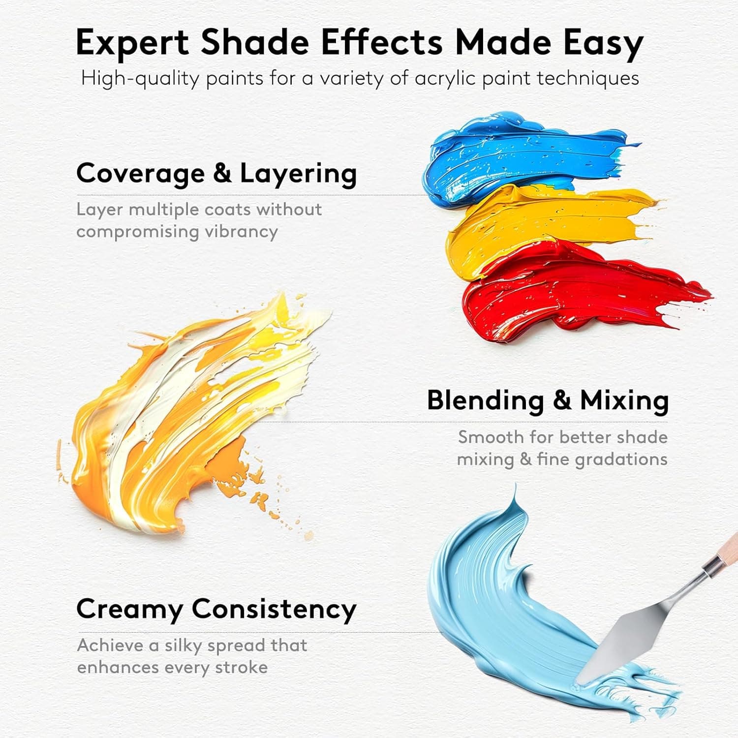 Acrylic Paint Set, 24 Colors (2 oz/Bottle) with 12 Art Brushes, Art Supplies for Painting Canvas, Wood, Ceramic & Fabric, Rich Pigments Lasting Quality for Beginners, Students & Professional Artist 24 Colors Acrylic Paint 2 fl oz/60 ml - Image 7