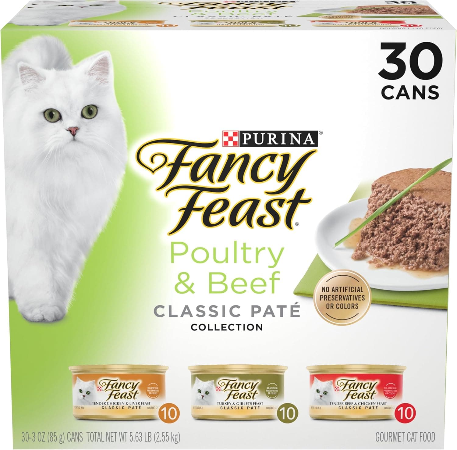 Fancy Feast Poultry and Beef Feast Classic Pate Collection Grain Free Wet Cat Food Variety Pack - (Pack of 30) 3 oz. Cans Poultry & Beef 3 Ounce (Pack of 30) - Image 2