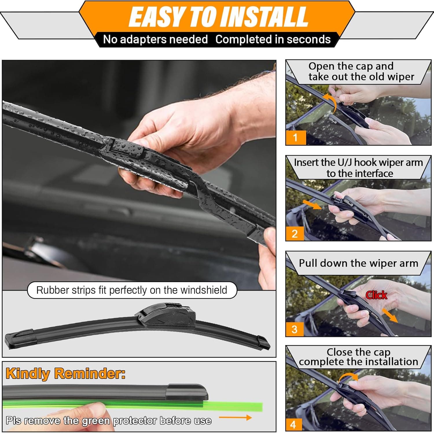 AUTOBOO 26"+16" Limpiaparabrisas con 12" Hoja de Limpiaparabrisas Trasera de Reemplazo para Toyota RAV4 2019 2020 2021 2022 2023 2024, Mazda 5 2015 2014 2013 2012 2011 2010-2006 - Calidad Original de Fábrica (Paquete de 3) 26"+16"/12" - Image 8