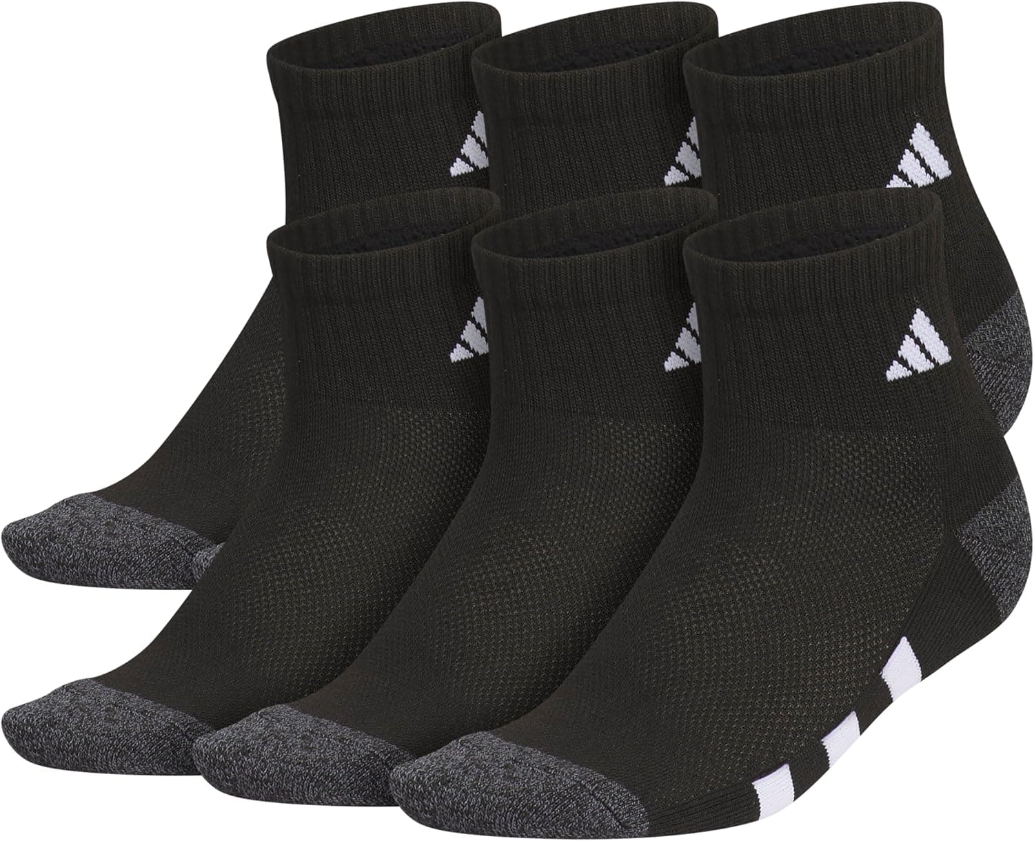 adidas Unisex Kids Quarter Ankle Socks for Boys and Girls Youth (6-Pack) Athletic Cushioned and Comfortable Medium Black/Onix Grey/White - Image 2