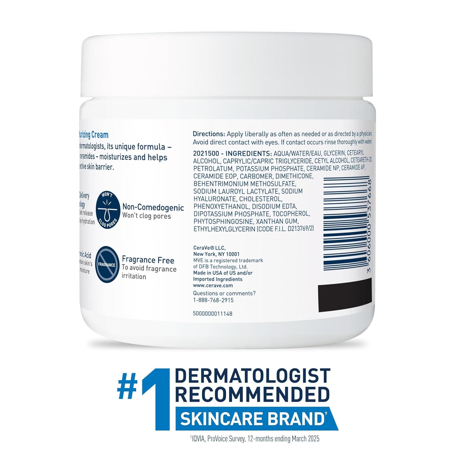 CeraVe Moisturizing Cream, Body and Face Moisturizer for Dry Skin, Body Cream with Hyaluronic Acid and Ceramides, Daily Moisturizer, Oil-Free, Fragrance Free, Non-Comedogenic, 19 Ounce 19 Ounce (Pack of 1) - Image 13