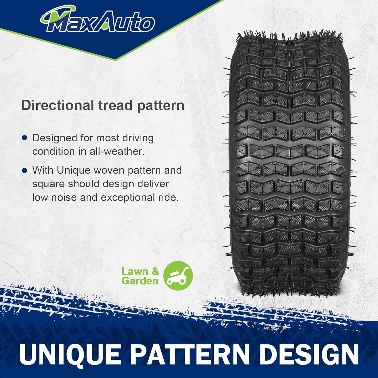 MaxAuto FOX V1 15x6.00-6nhs Neumáticos para Cortacésped, Neumáticos para Tractor de Jardín 15x6.00x6, Neumático para Carrito de Golf 15-6-6, Neumático para Cortacésped con Diseño Patentado, 4 Capas Sin Cámara, Capacidad de 570 lbs, Juego de 2 - Image 4