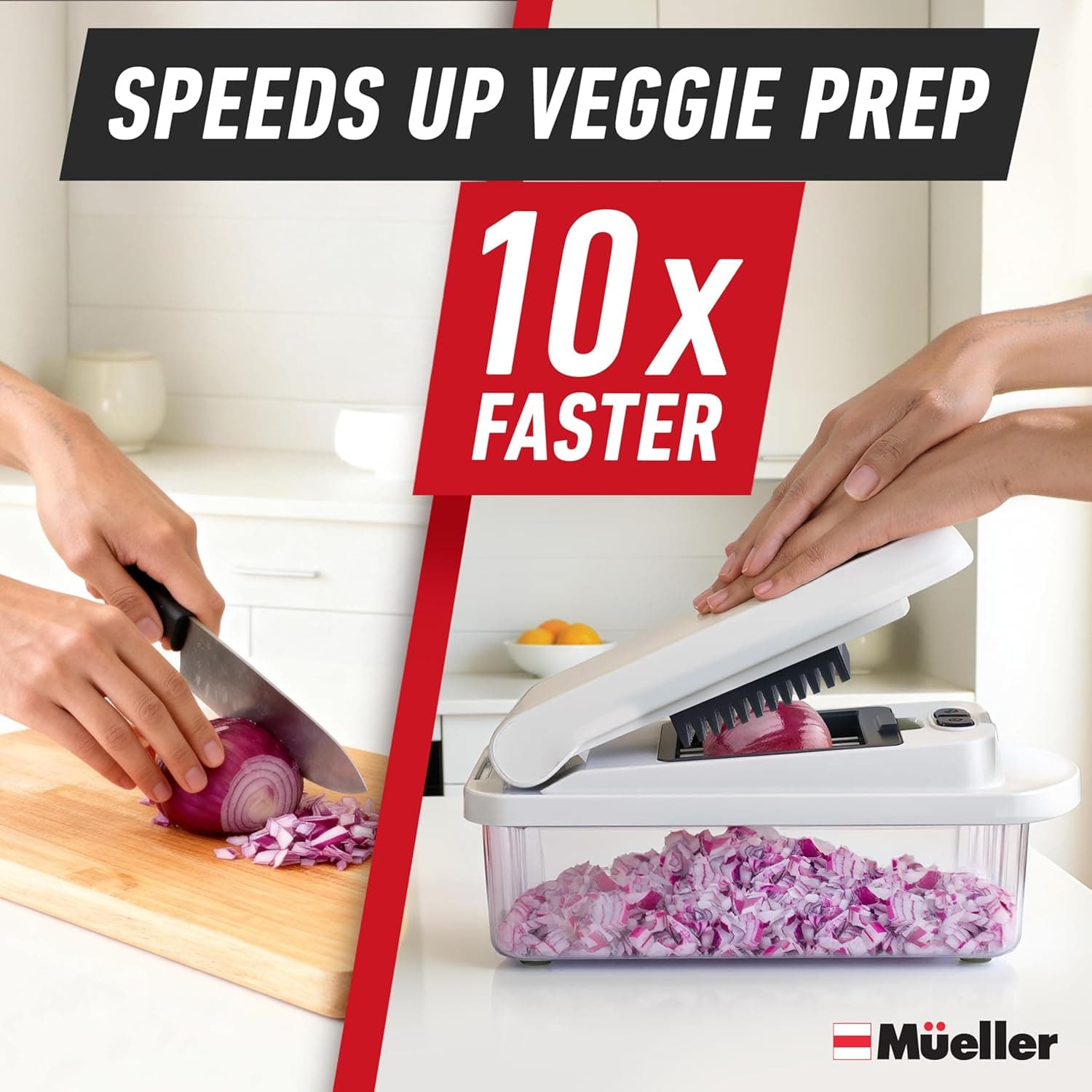 Mueller The Real Original Pro Chopper since 2013 Vegetable Chopper Mandoline Slicer, 8 Blade Food Veggie Chopper Onion Vegetable Cutter with Container, Kitchen Gadgets & Essentials, (10 in 1) 8 Blade Gray - Image 4