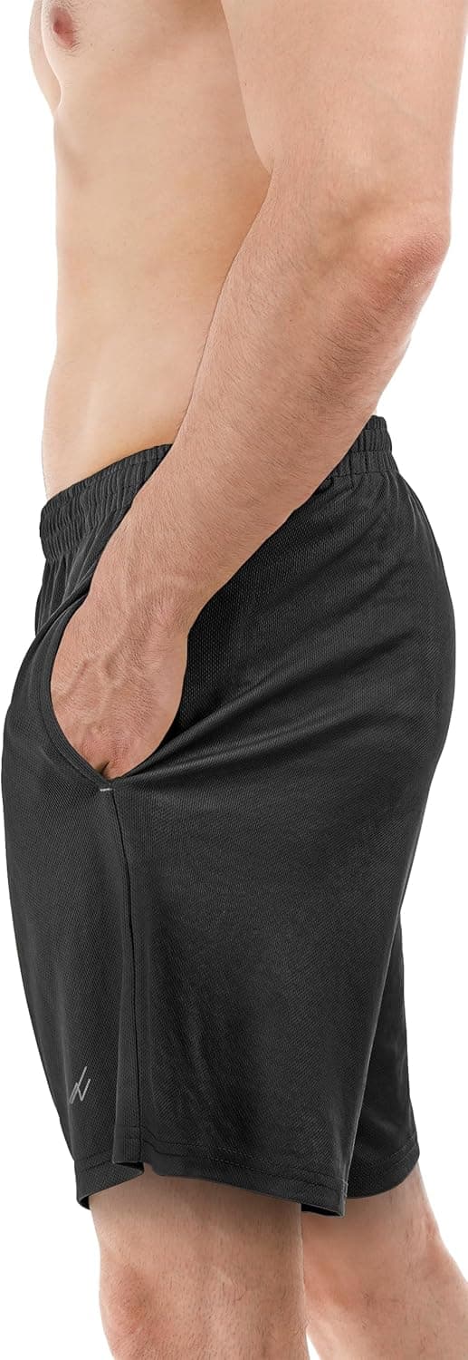 NY Threads Men's Athletic Shorts Quick Dry Loose-Fit Lightweight Running Workout Gym Shorts with Pockets Large Black - Image 4