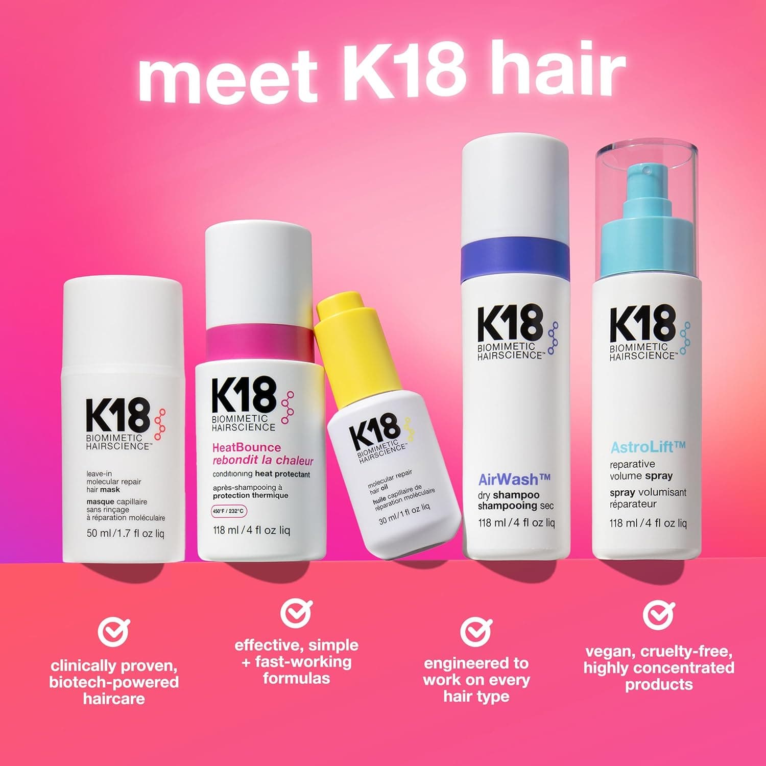 K18 Leave-In Molecular Repair Hair Mask, Patented, Lasting Repair For Dry, Frizzy, Damaged Hair, Reverse Damage In 4 Minutes From Bleach, Color, Chemical Services + Heat 0.51 Fl Oz (Pack of 1) - Image 9