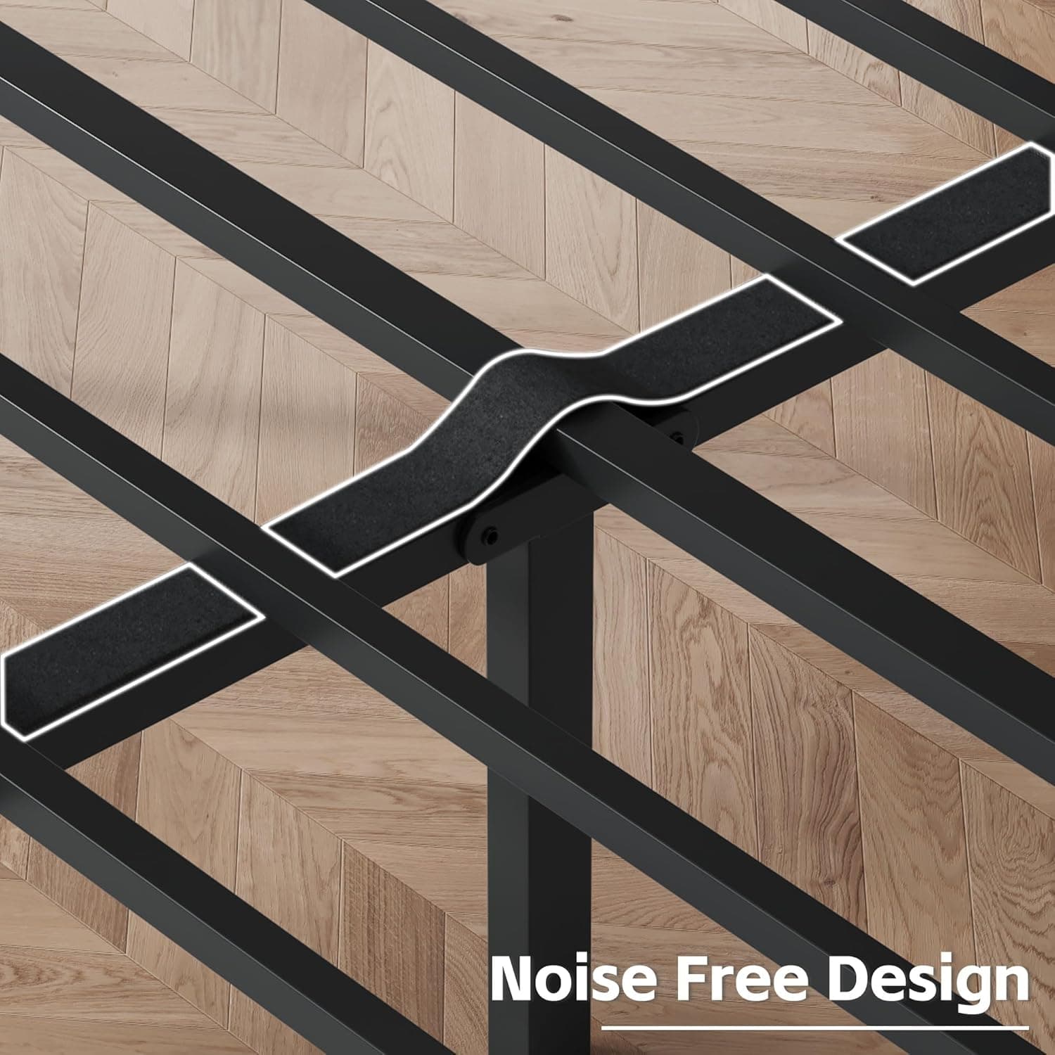 Queen Bed Frame with Headboard PU Leather Upholstered Bed Frame Platform,All Metal Slats Support Platform Bed Frame with Storage Space,Easy Assembly,Noise Free,No Box Spring Needed,Black Black Queen - Image 7