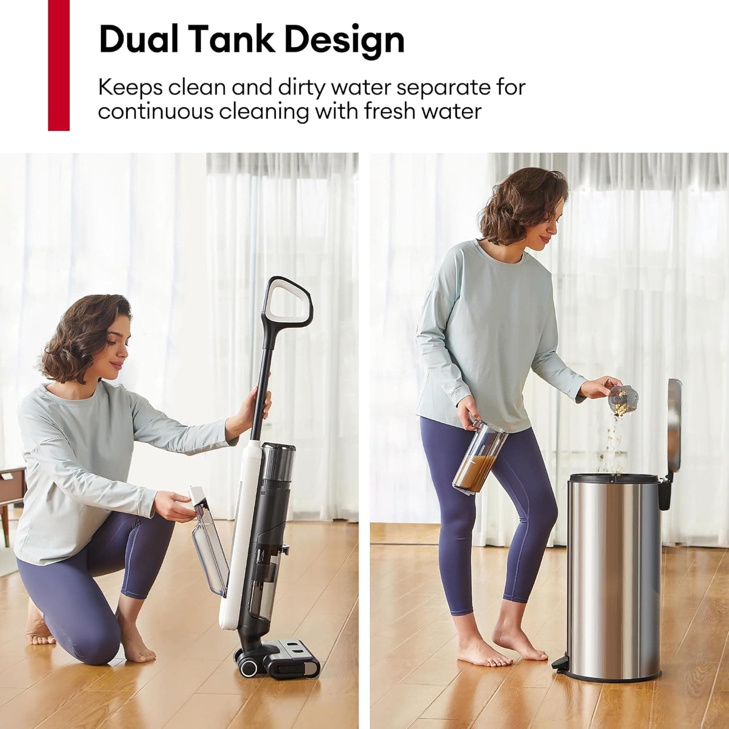 Ultenic Wet Dry Vacuum Cleaner, Cordless Vacuum Mop Combo with Self-Cleaning, 50min Runtime, Smart Mess Detection, Edge Cleaning, LED Display, 3-in-1 Floor Cleaner Machine for Hard Floor, AC1 Elite - Image 8