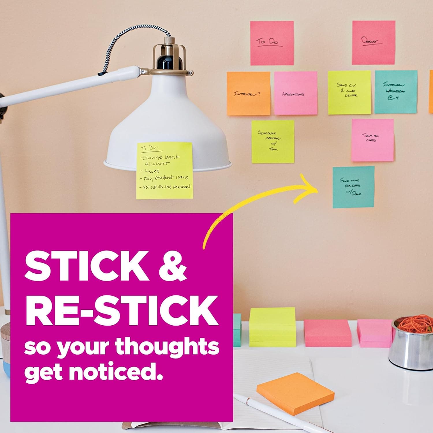 Post-it Super Sticky Notes, 24 Sticky Note Pads, 3 x 3 in., Ideal for Organization in Your Dorm, Home or Office, 2X The Sticking Power, Supernova Neons Collection 7.4" x 3.2" - Image 4