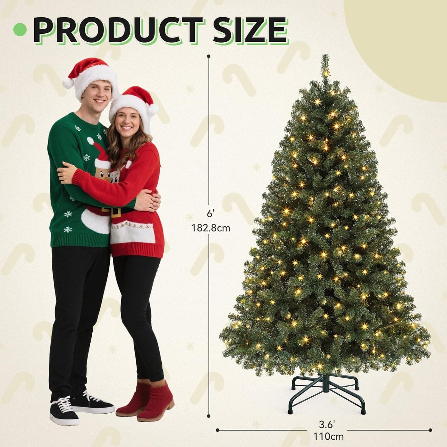 GOOBED Prelit Christmas Tree with Remote, 6 FT Green Christmas Tree with Hinged Branches & Foldable Stand, Artificial Xmas Tree Pre Lit with 250 LED Lights & Timer - Image 10