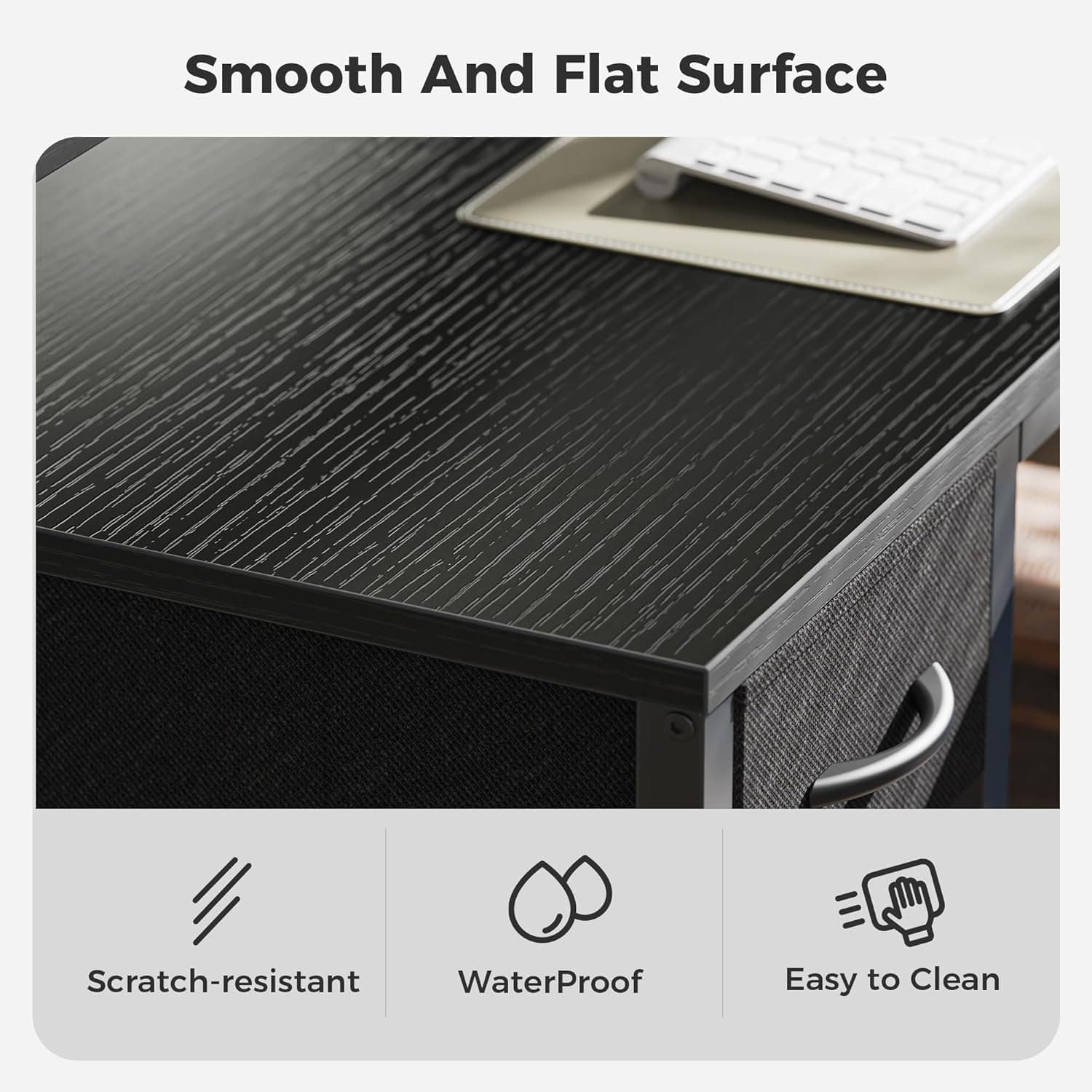 SUPERJARE 47 inch L Shaped Gaming Desk with LED Lights & Power Outlets, Reversible Computer Desk with Shelves & Monitor Stand, Corner Desk with Drawer, for Home & Office, Black, 7998BC Black 47 inch - Image 10