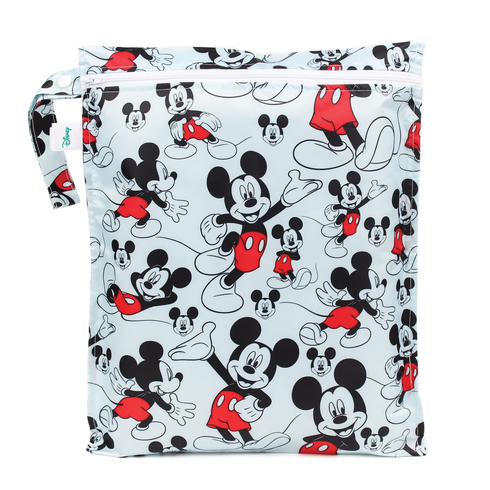Bumkins Disney Waterproof Wet Bag for Baby, Travel, Swim Suit, Cloth Diapers, Pump Parts, Pool, Gym Clothes, Toiletry, Strap to Stroller, Daycare, Zipper Reusable Bag, Packing Pouch, Mickey Mouse Wet Bag A2 Mickey Mouse